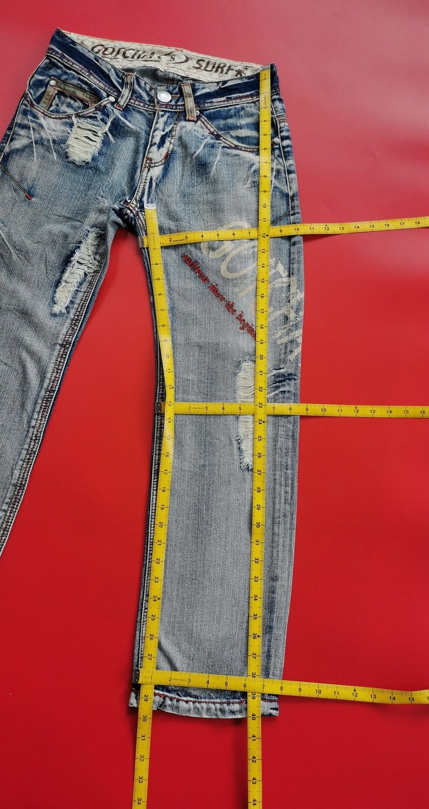 Gotcha Vintage Gotcha Surf Print Distressed Jeans Size US 30 / EU 46 - 16 Thumbnail