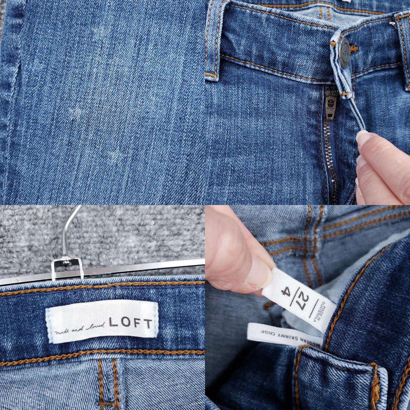 Loft Loft Jeans Womens 4 27 Modern Skinny Crop Blue Denim Medium Stone Wash Polka Dot Size 27" / US 4 / IT 40 - 8 Thumbnail