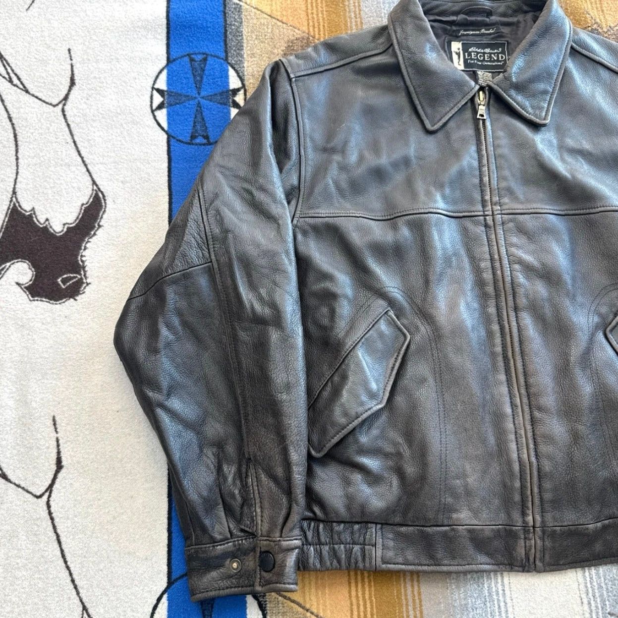 Eddie Bauer VINTAGE Eddie Bauer Heavy Leather Flight Bomber Jacket L Brown Regular Men Zip Size US L / EU 52-54 / 3 - 7 Thumbnail