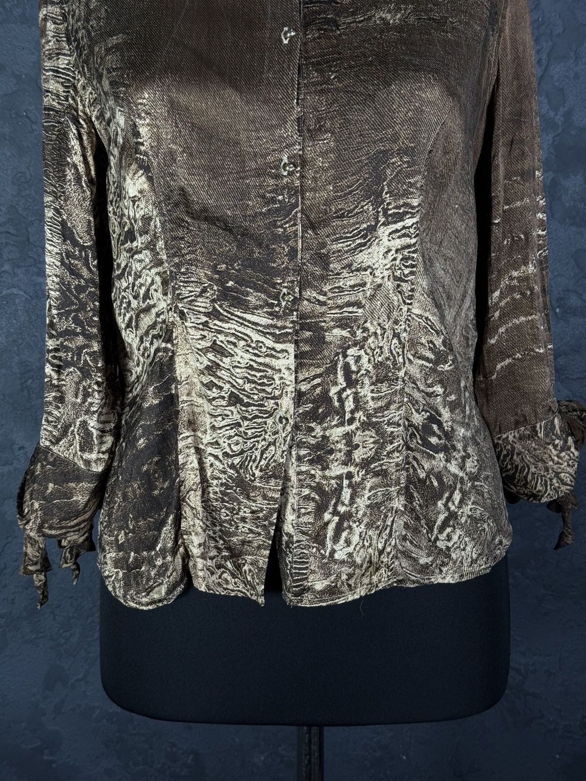 Roberto Cavalli VTG Roberto Cavalli Silk Snakeskin Print Long Sleeve Button Size S / US 4 / IT 40 - 4 Thumbnail
