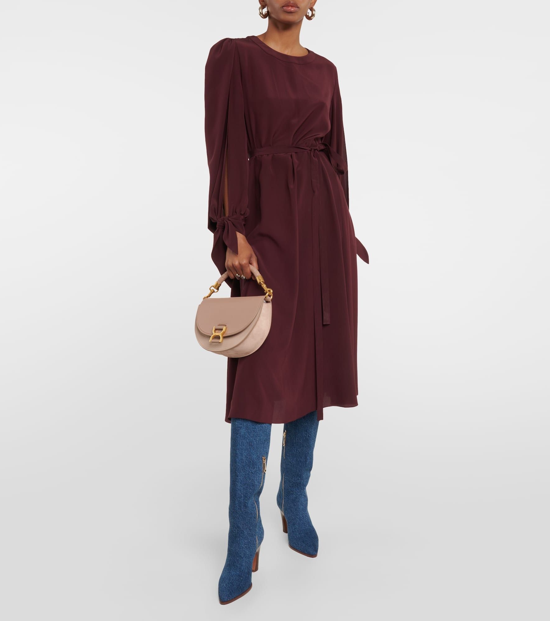 Chloe o1y0825 Midi Dress in Plum Size M / US 6-8 / IT 42-44 - 5 Thumbnail