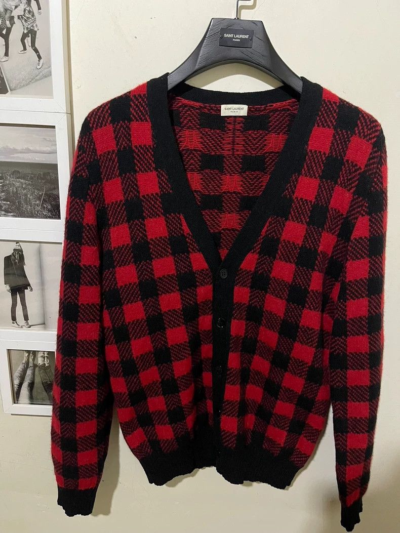 Saint Laurent Paris saint Laurent paris14fw authentic black and red plaid card Size US M / EU 48-50 / 2 - 1 Thumbnail