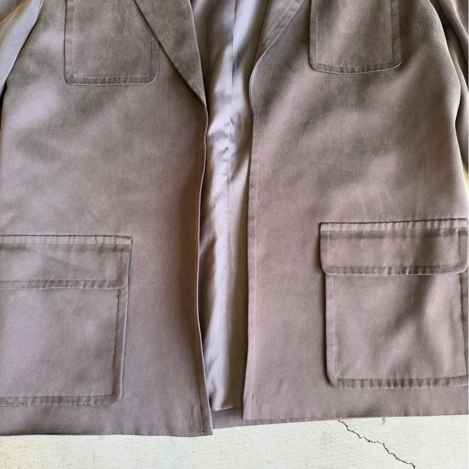 Other Ellen Tracy / Faux Suede Open Front Blazer / Brown Size XS / US 0-2 / IT 36-38 - 2 Thumbnail