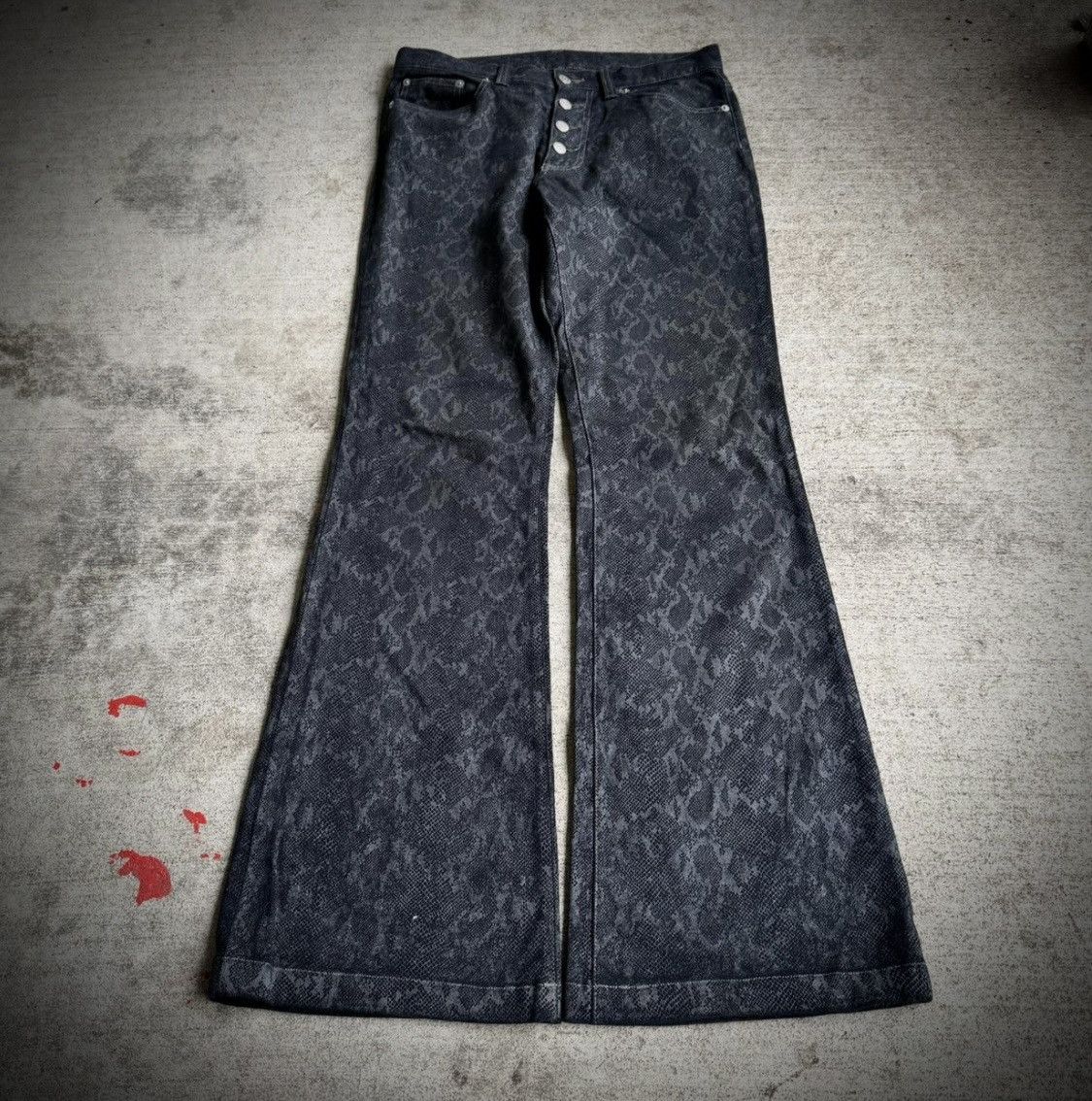 tornado mart japan snakeskin flared dark pants