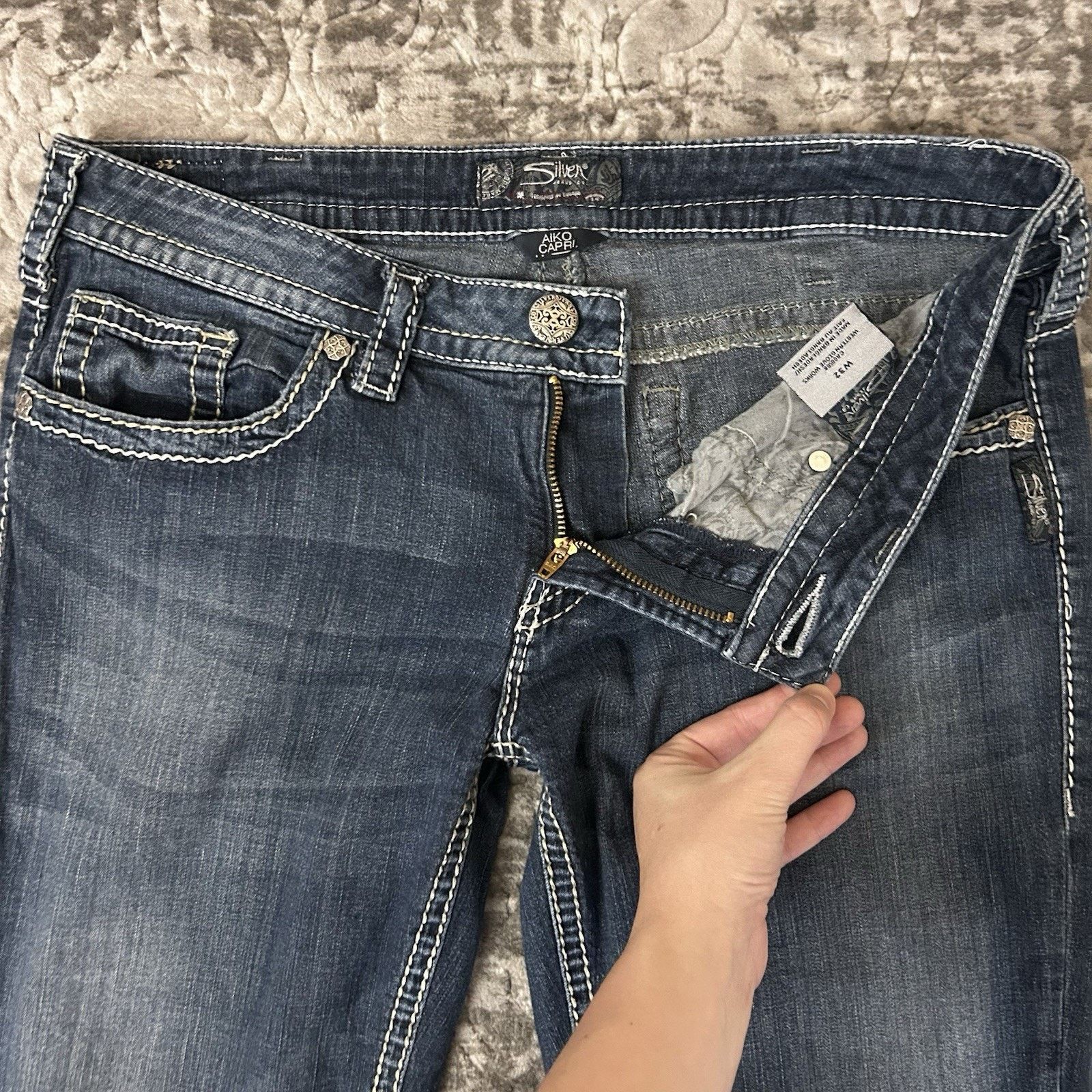 Silver Jeans Co. Silver Jeans Aiko Capri Jeans Sz 32 Dark Wash Denim Mid Rise Size 32" / US 10 / IT 46 - 5 Thumbnail