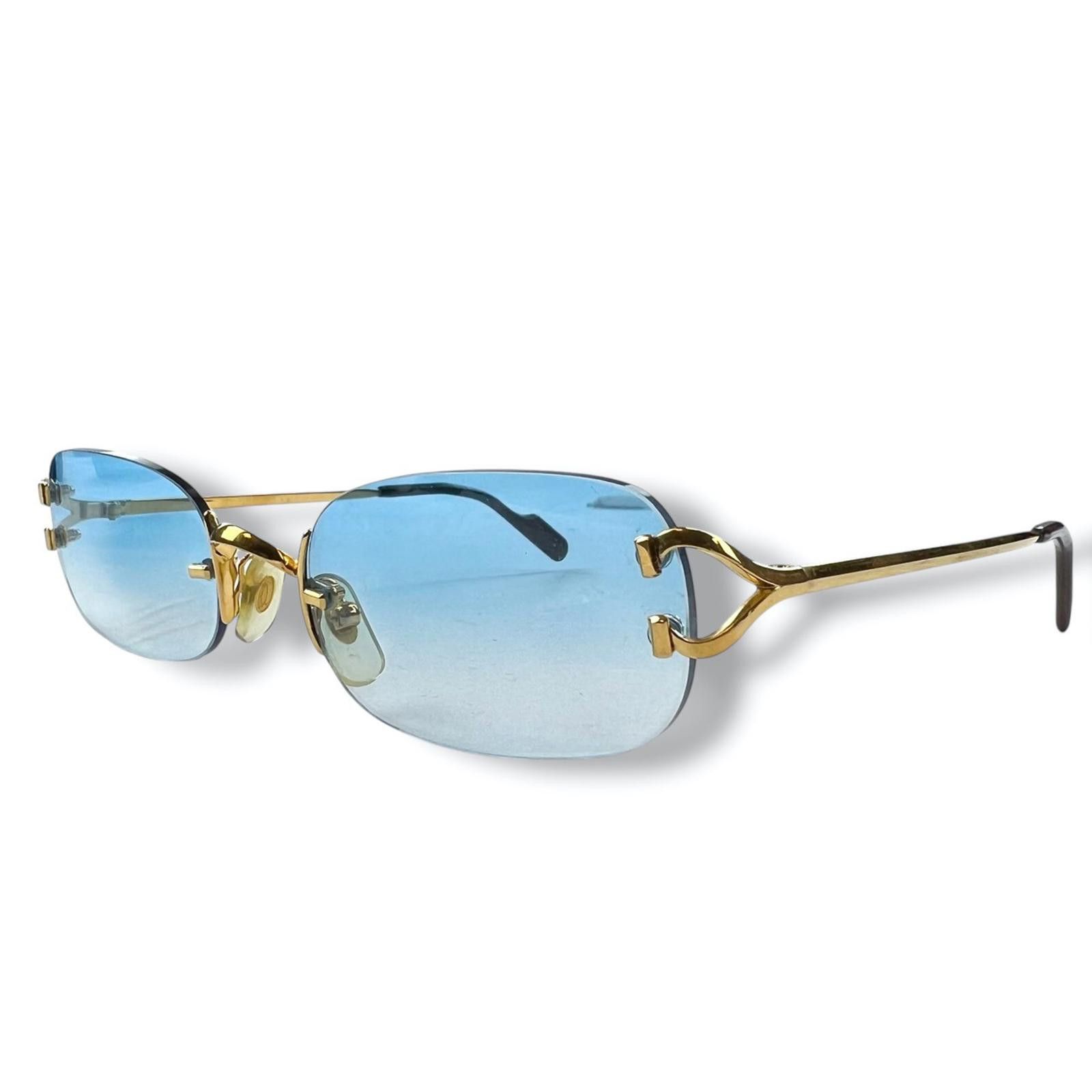 Cartier Cartier Gold Madison C Decor Rimless Sunglasses Size ONE SIZE - 1 Thumbnail