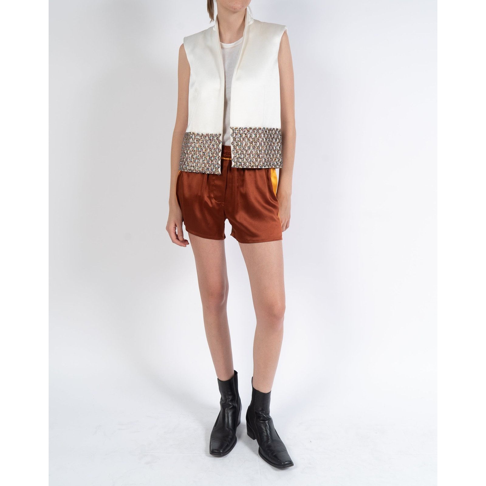 Haider Ackermann SS14 Glitter Detail Vest in White Taroni Silk Size S / US 4 / IT 40 - 2 Thumbnail