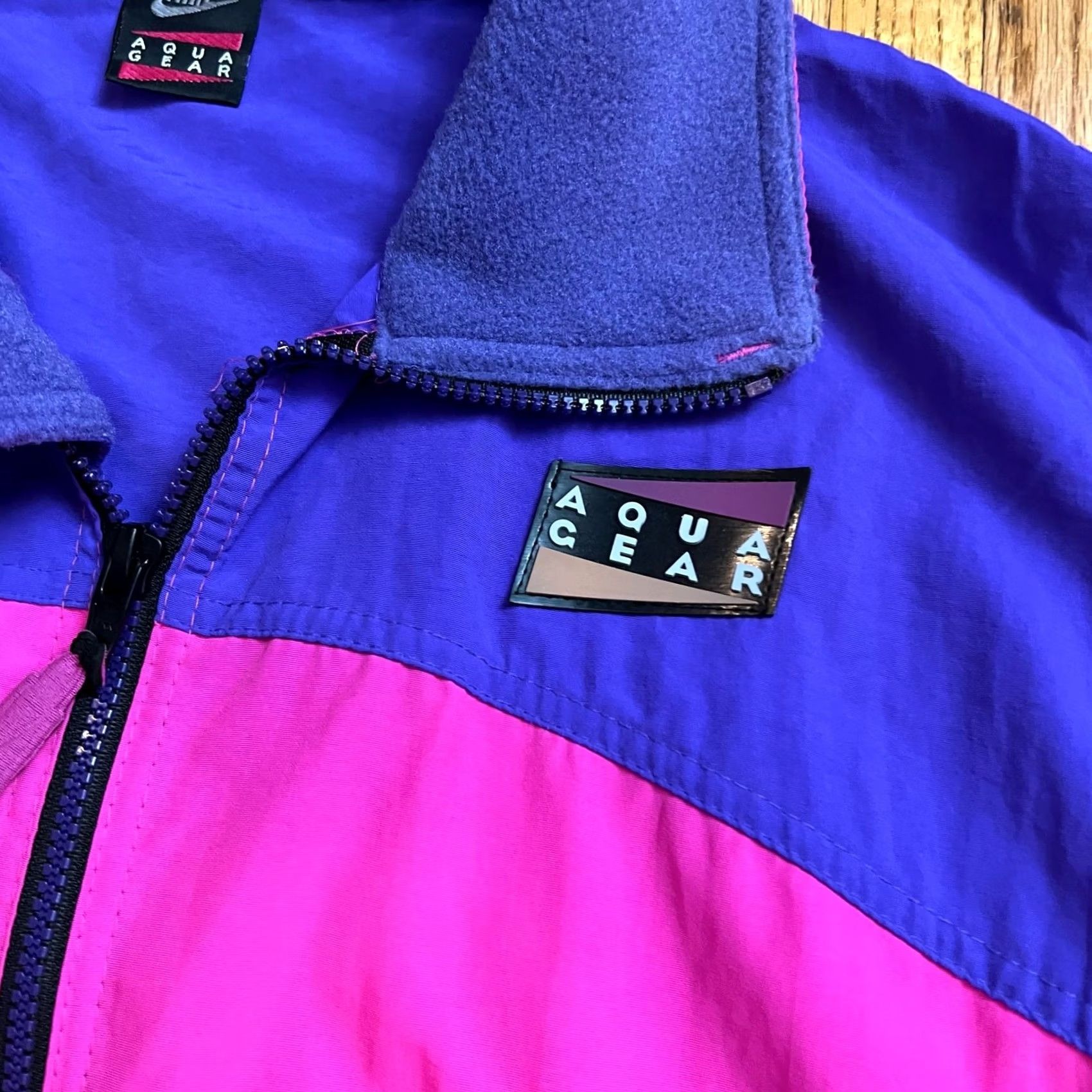 Nike VINTAGE Nike Aqua Gear Windbreaker Jacket Mens XL Pink Purple Nylon Zip Jacket Size US XL / EU 56 / 4 - 2 Thumbnail