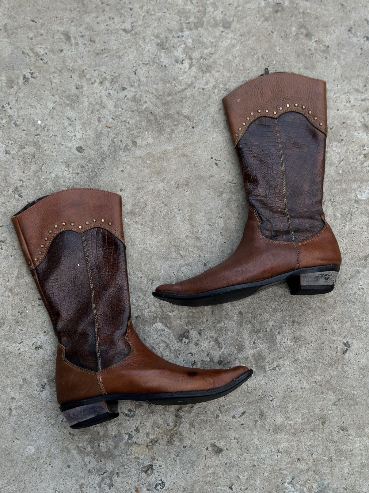 Western Rise Vintage Women’s High Leather Boots Wetsern Cowboy Y2K 00s Size US 7 / IT 37 - 2 Thumbnail