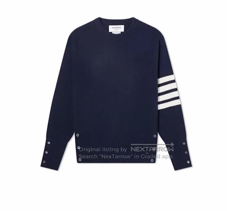Thom Browne Thom Browne Cashmere Crewneck Sweater Navy Blue Size US XXS / EU 40 - 1 Thumbnail