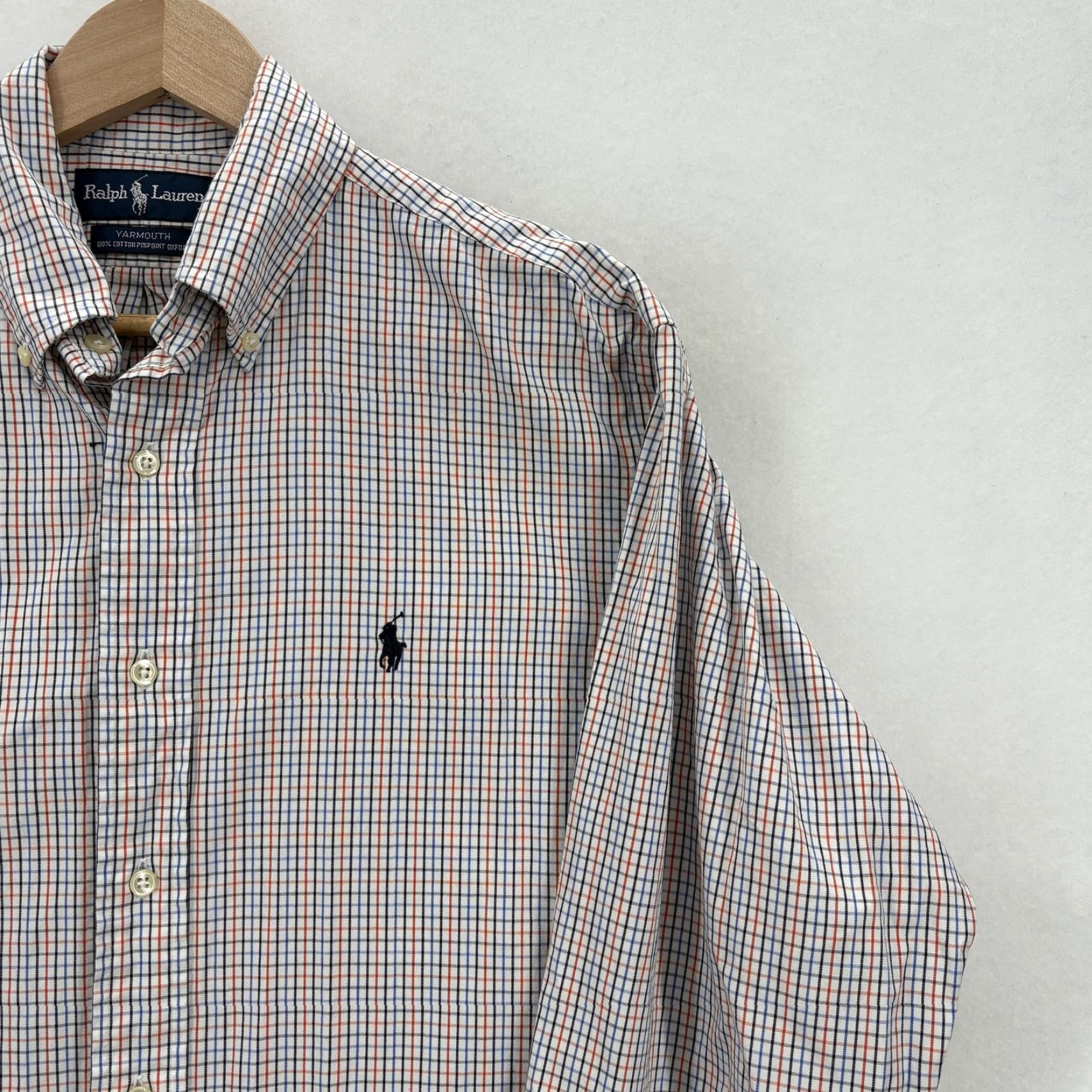 Ralph Lauren Ralph Lauren Dress Shirt Mens 15 32/33 Blue Orange Check Button Down Shirt Size 40R - 2 Thumbnail