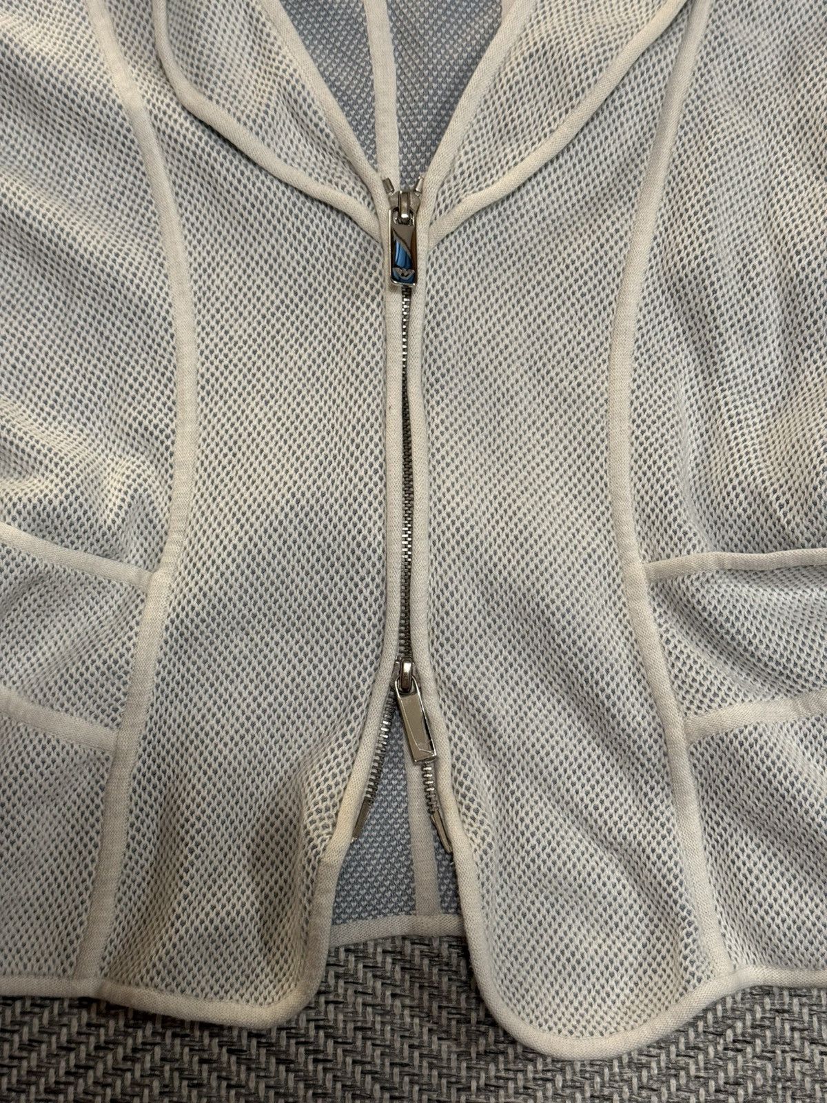 Emporio Armani Armani Light grey–white mesh blazer jacket Size S / US 4 / IT 40 - 7 Thumbnail