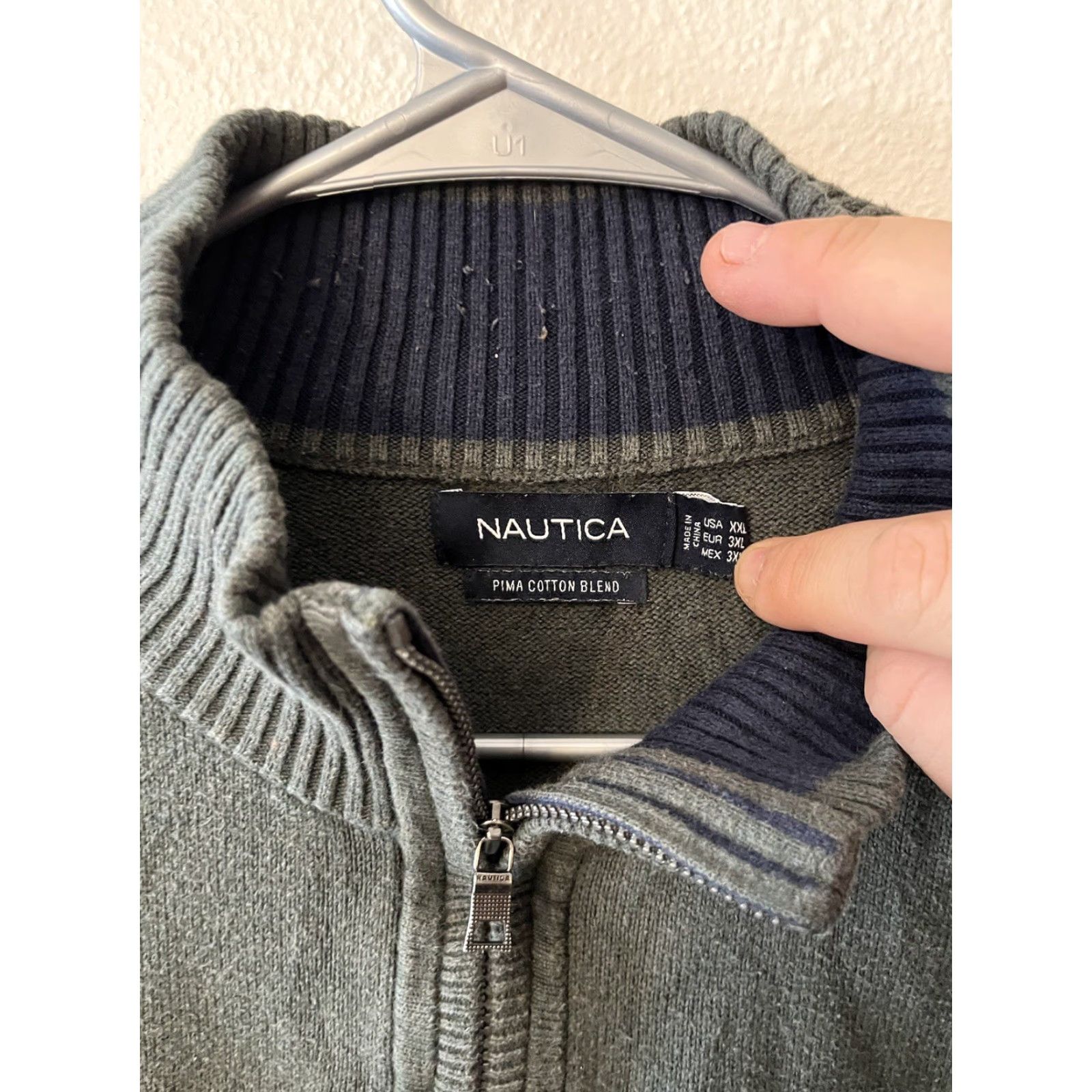 Nautica Nautica Sweater Pullover 2XL Gray Solid 1/4 Zip Mens Knit Style Long Sleeve Size US XXL / EU 58 / 5 - 2 Thumbnail
