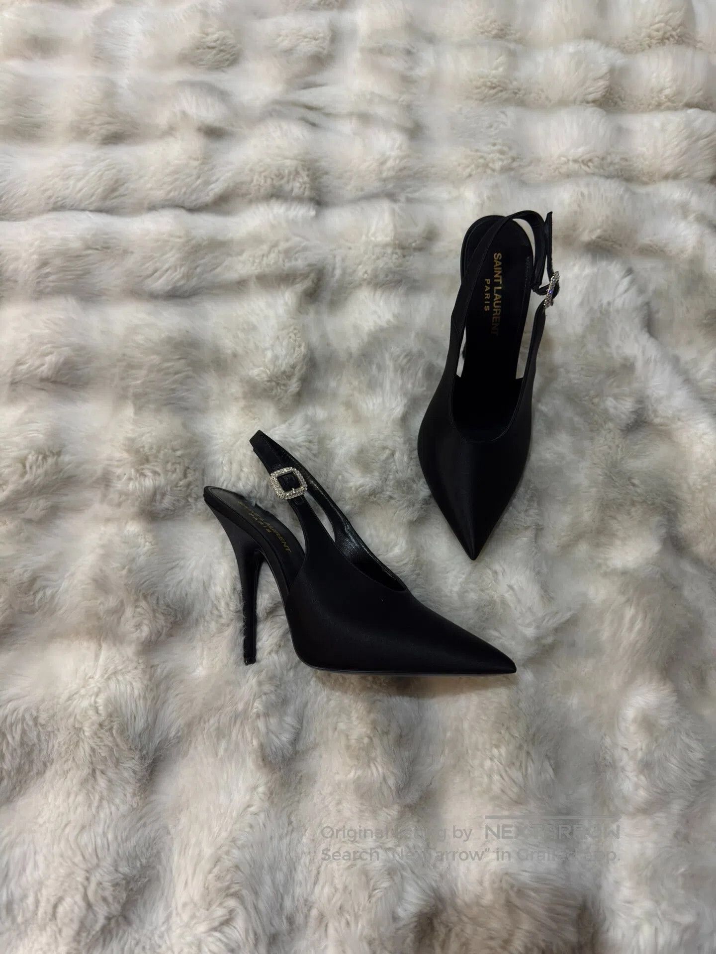 Saint Laurent Paris Saint Laurent Paris Black Satin Crystal High Heels| Size US 6.5 / IT 36.5 - 1 Thumbnail