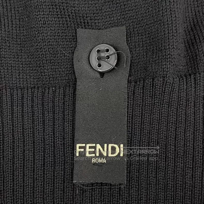 Fendi Fendi Black Collar Double F Wool Crewneck Long Sleeve Knit Size US M / EU 48-50 / 2 - 5 Thumbnail