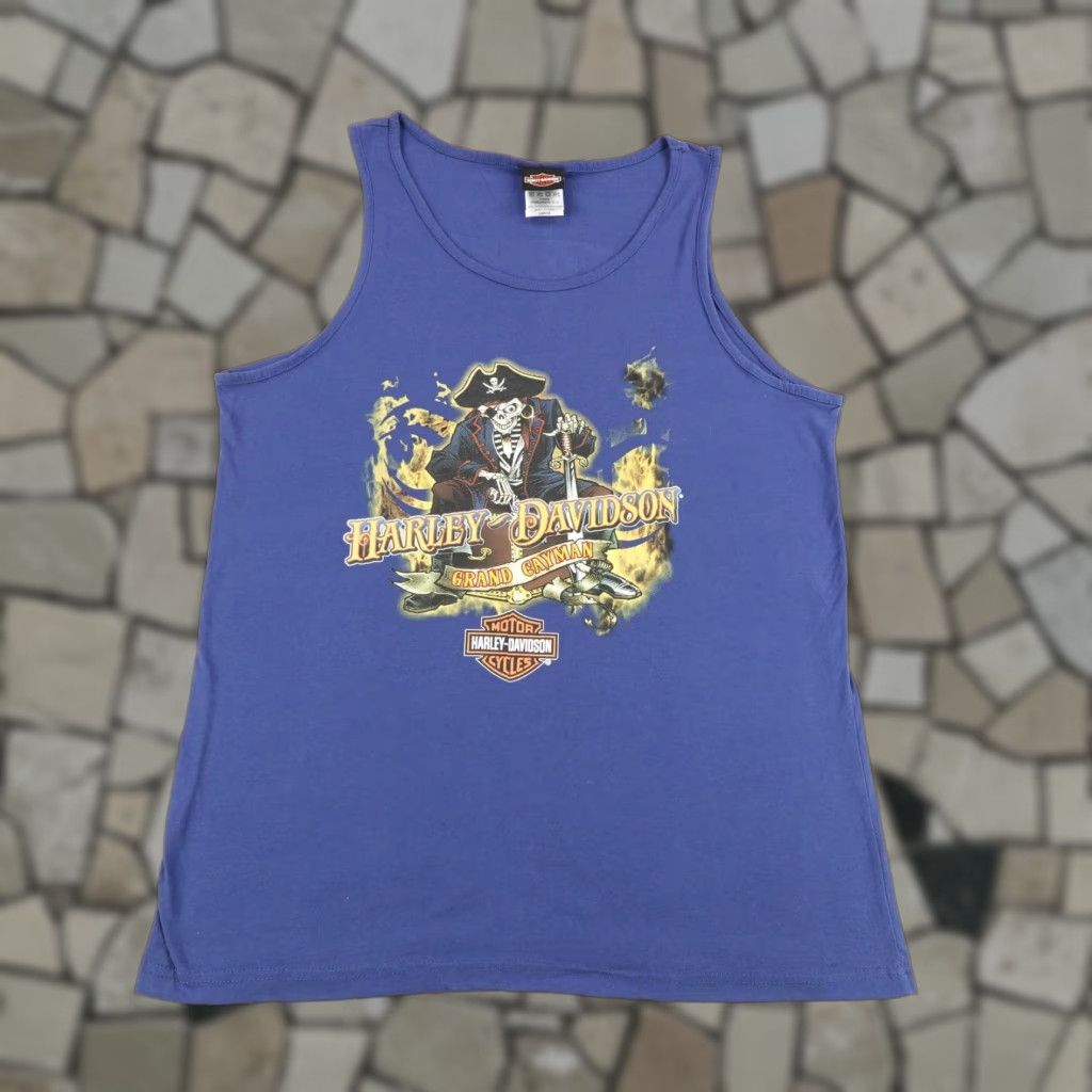 Harley Davidson Harley-Davidson Shirt Mens Large Blue Grand Cayman Pirate Tank Top Motorcycle Size US L / EU 52-54 / 3 - 1 Thumbnail