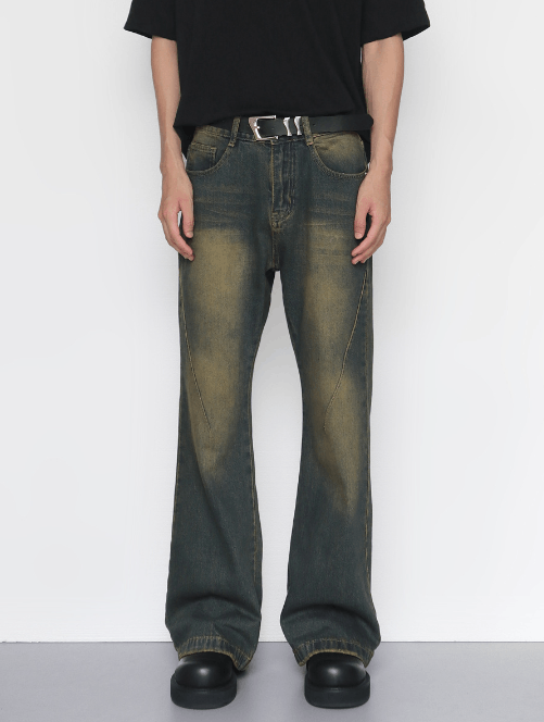 Japanese Brand Retro distressed men's loose all-match straight flared jeans Size US 32 / EU 48 - 1 Thumbnail