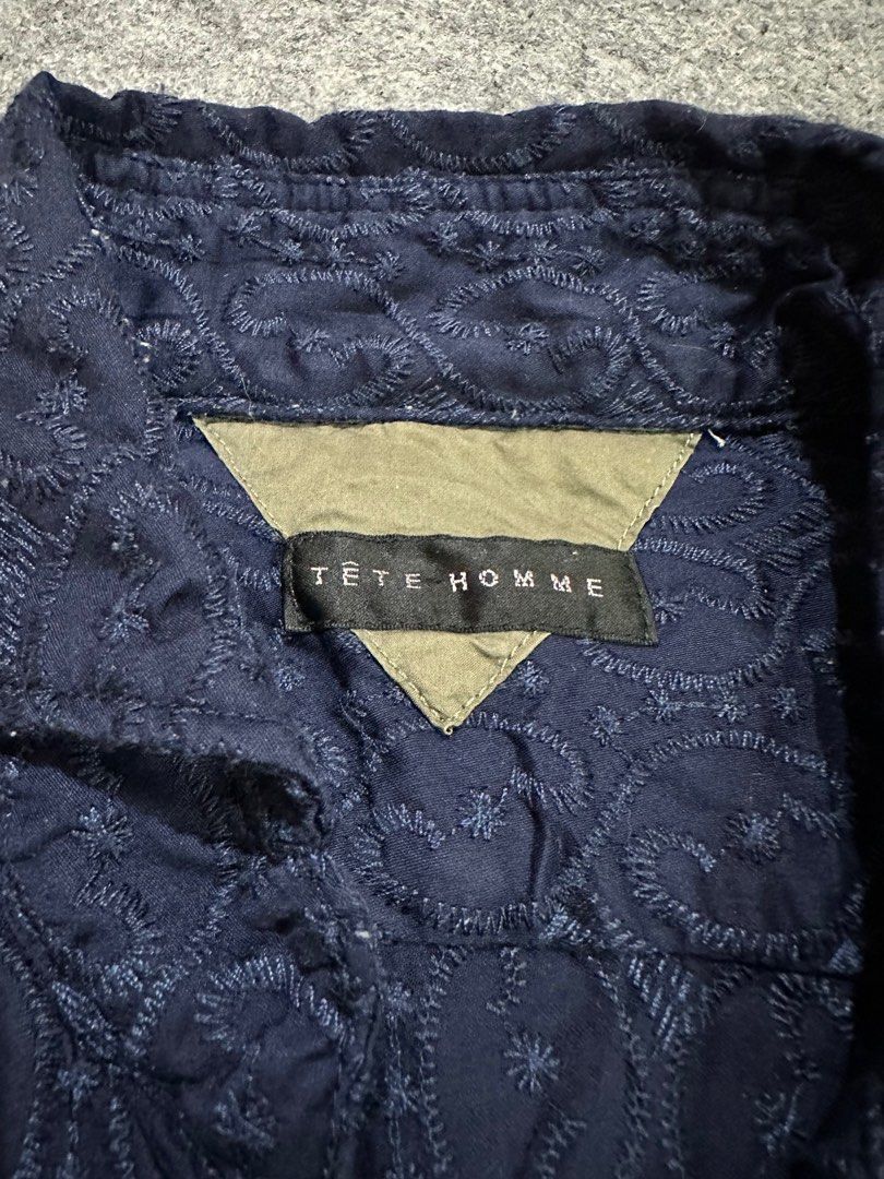Issey Miyake × Japanese Brand × Tete Homme Tetehome by Issey Miyake mens shirt Embroidery Size US M / EU 48-50 / 2 - 4 Thumbnail