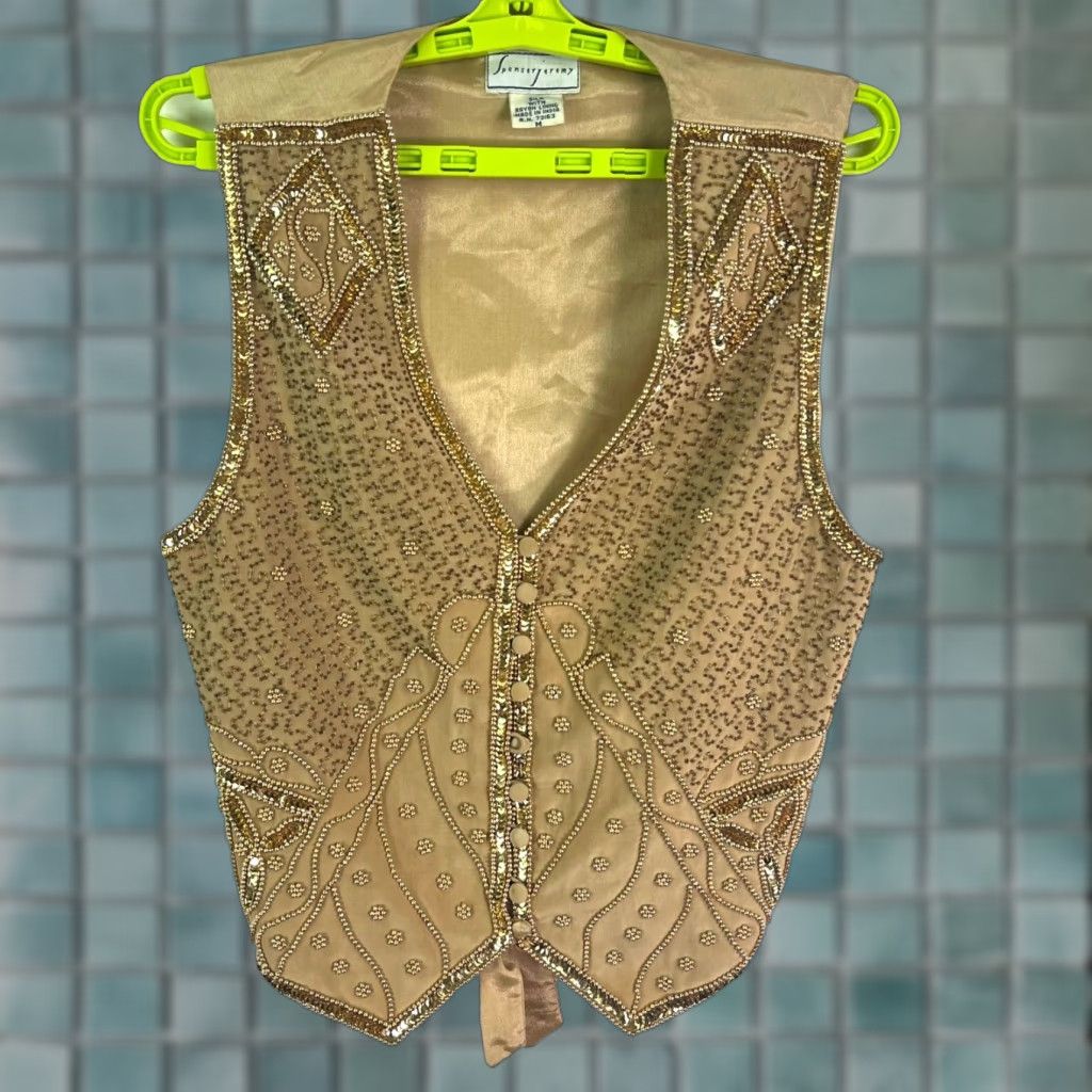 Vintage VINTAGE Spenser Jeremy Gold Beaded Vest M Silk Party Holiday Formal India Size M / US 6-8 / IT 42-44 - 1 Thumbnail