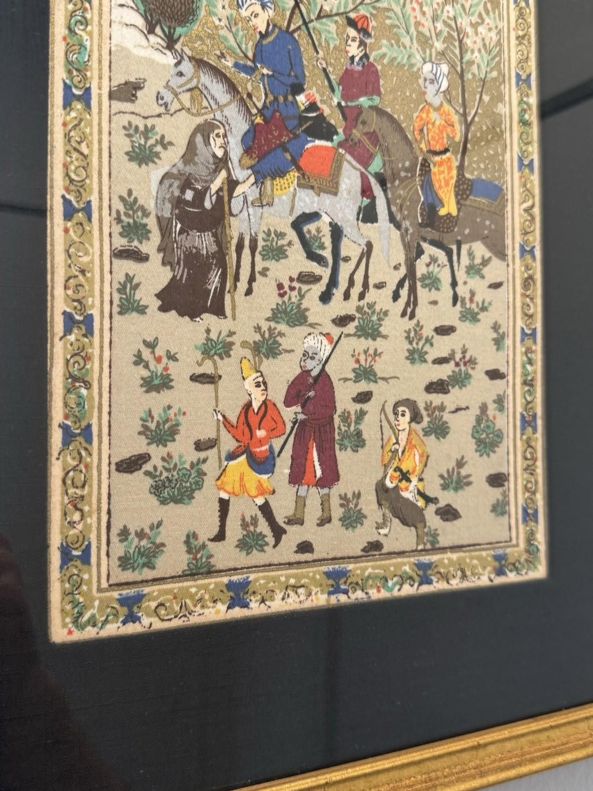 Designer Persian Miniature Painting Royal Procession Tapestry Silk Size ONE SIZE - 4 Thumbnail