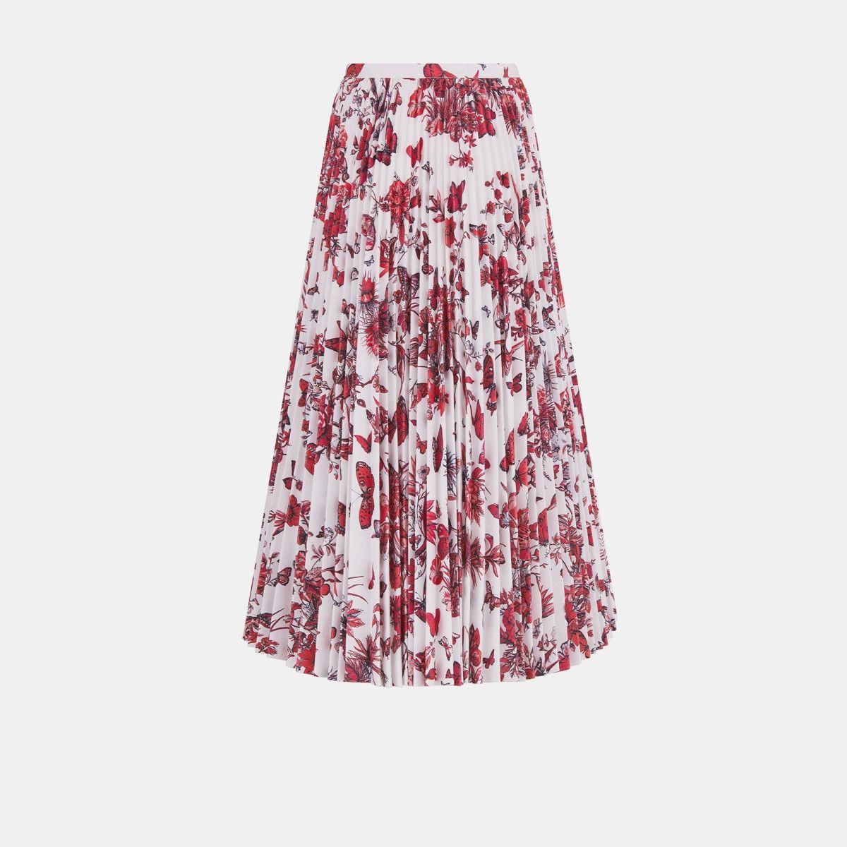 Dior o1bcso1str0225 Mid-Length Pleated Skirt in White/Red Size 26" / US 2 / IT 38 - 2 Thumbnail