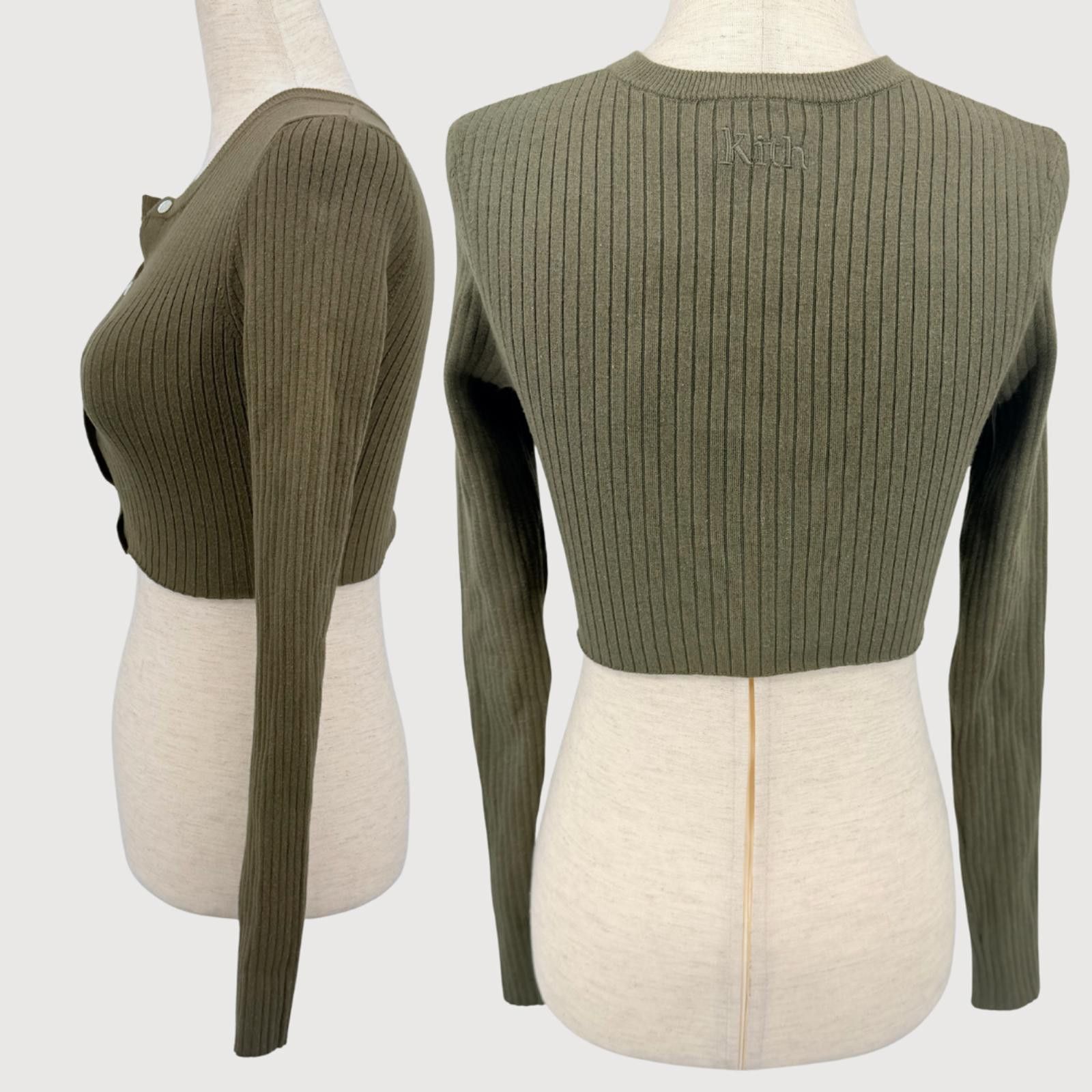 Kith Kith Cropped Ribbed Cardigan Olive XS Size XS / US 0-2 / IT 36-38 - 3 Thumbnail