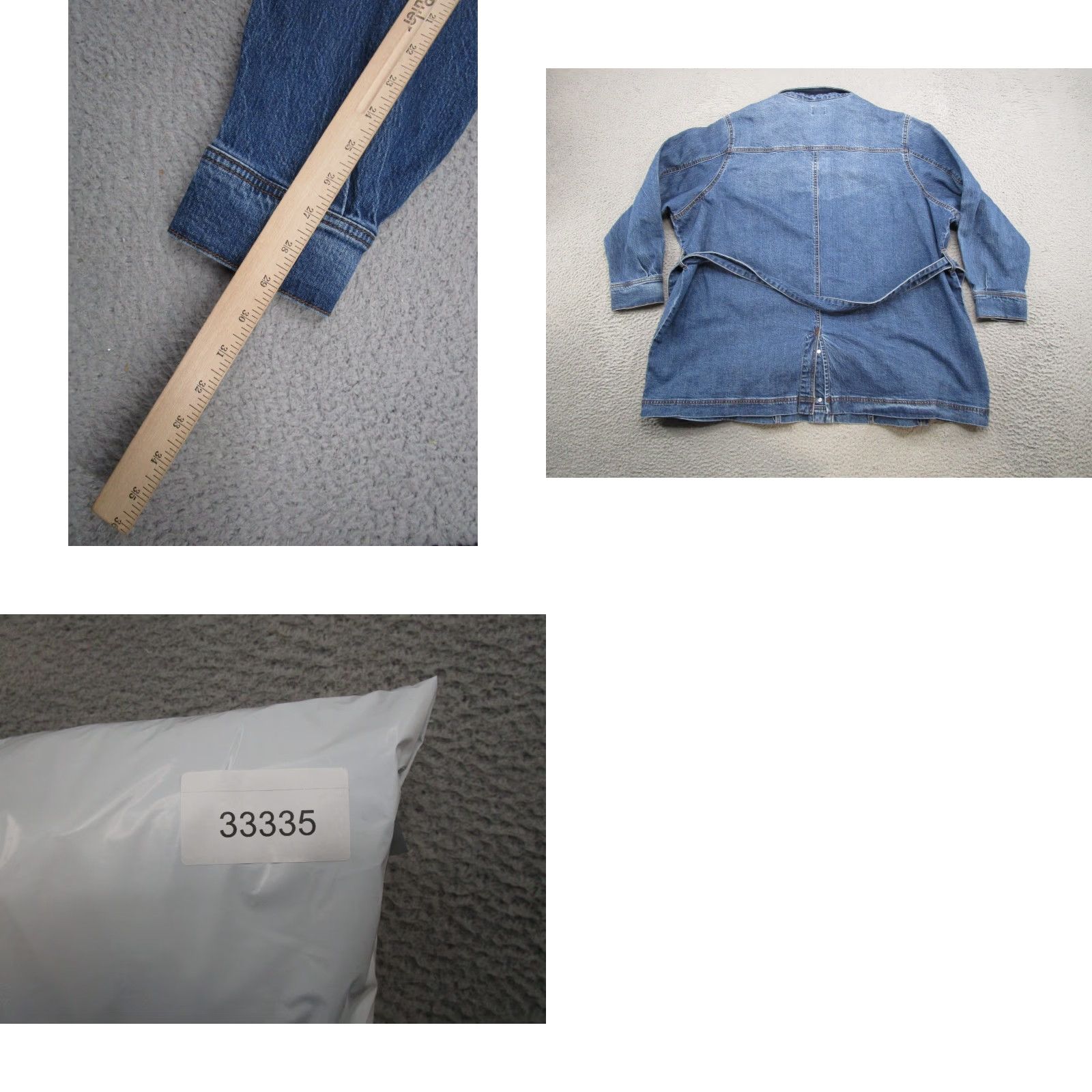 Vintage Terra & Sky Women's Plus Size 3X Belted Denim Jacket Medium Blue Button Down Jacket Long Sleeve Regular Fit Casual Womens 3X City Size XXL / US 16-18 / IT 52-54 - 8 Thumbnail