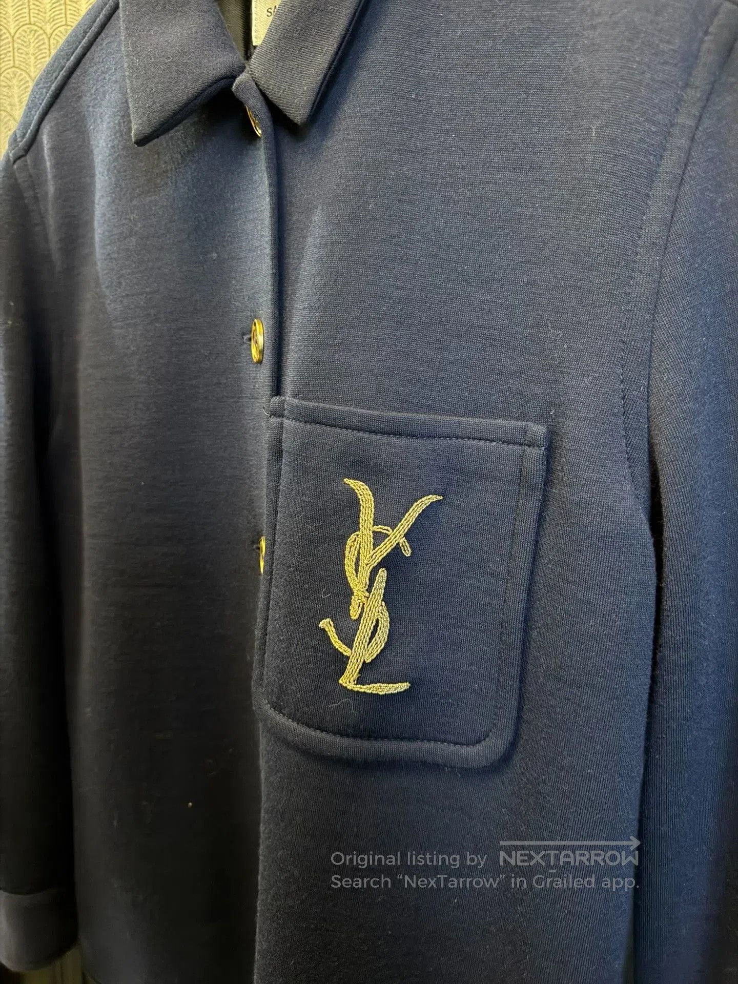 Saint Laurent Paris Saint Laurent Dark Blue Logo Shirt Jacket. Size XXS / US 00 / IT 34 - 3 Thumbnail