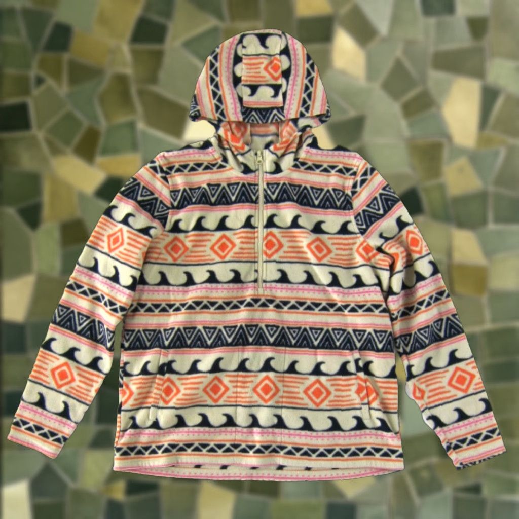 O'Neill O'NEILL Ivory Pink Black Orange Wave Fleece Pocket Hooded Pullover Sweatshirt M Size M / US 6-8 / IT 42-44 - 1 Thumbnail