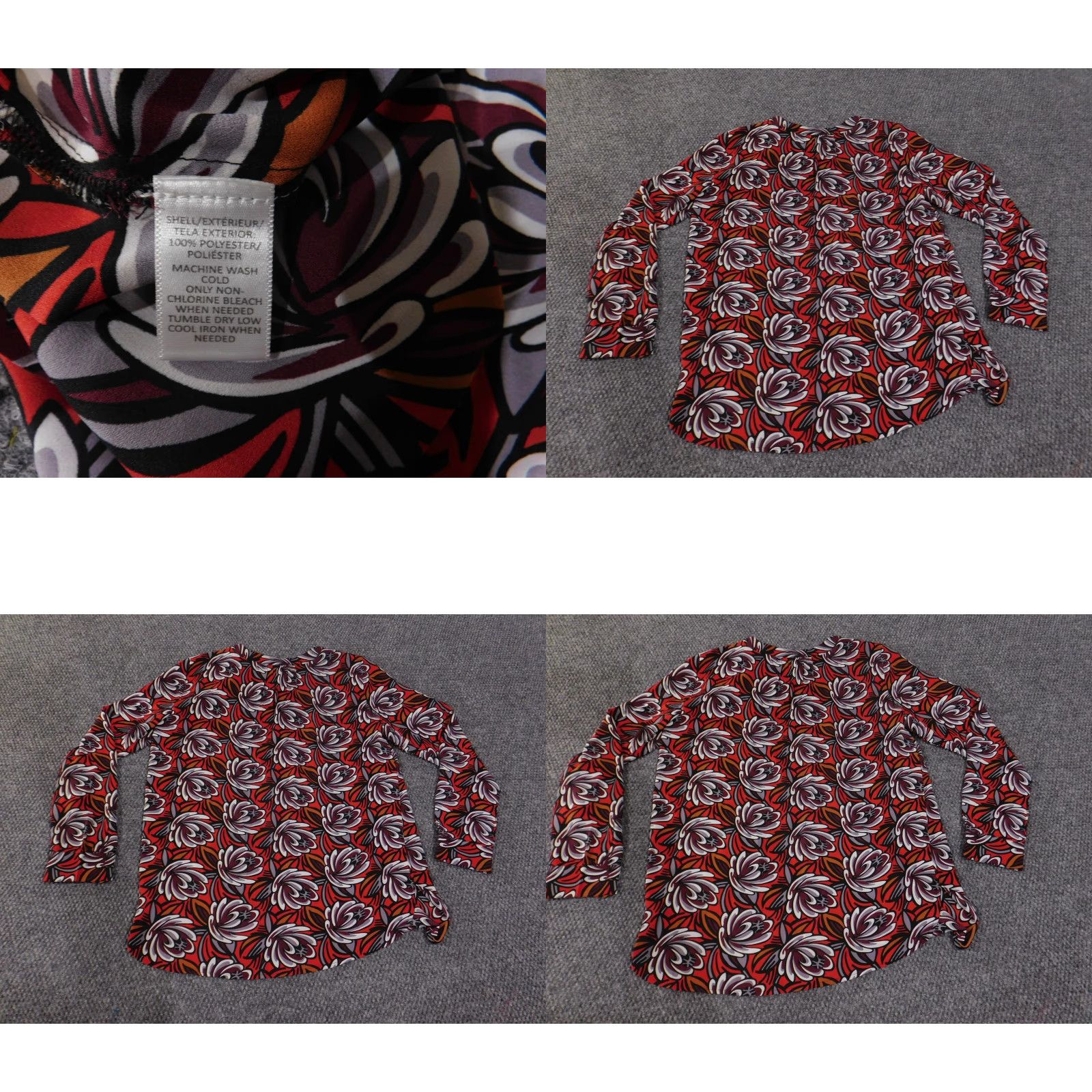 Loft LOFT Blouse Tunic Red Floral Long Sleeve Polyester Women Small Shirt Size S / US 4 / IT 40 - 8 Thumbnail