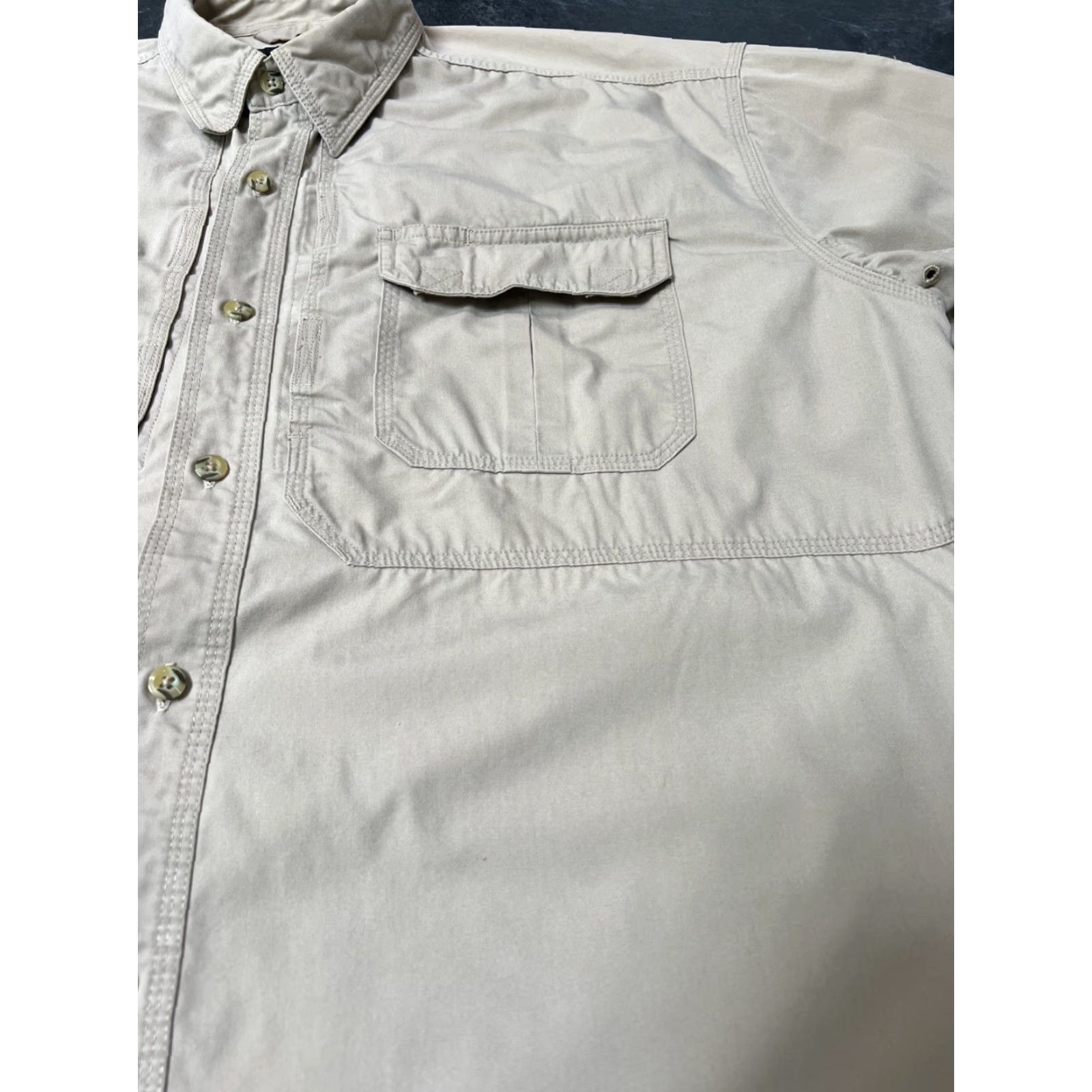 Vintage RedHead Men's XL Khaki Button-Up Shirt Short Sleeve with Front Pockets and Pleated Back Size US XL / EU 56 / 4 - 3 Thumbnail