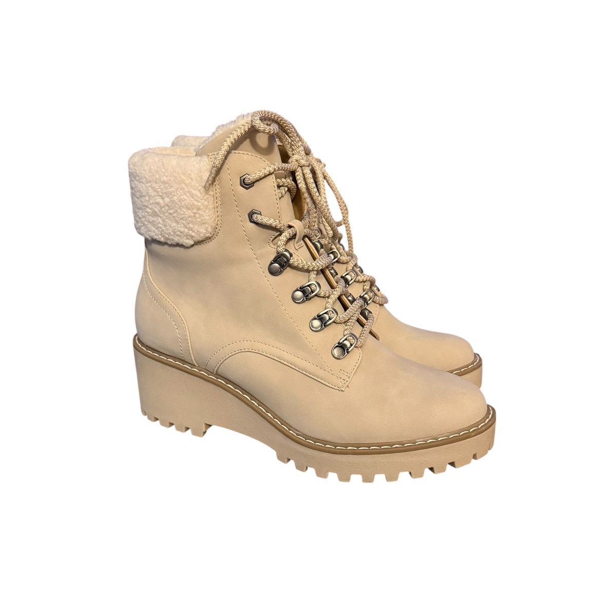 Dolce Vita DV by Dolce Vita Russit Sherpa trim laced wedge ankle boots Size US 9.5 / IT 39.5 - 2 Thumbnail