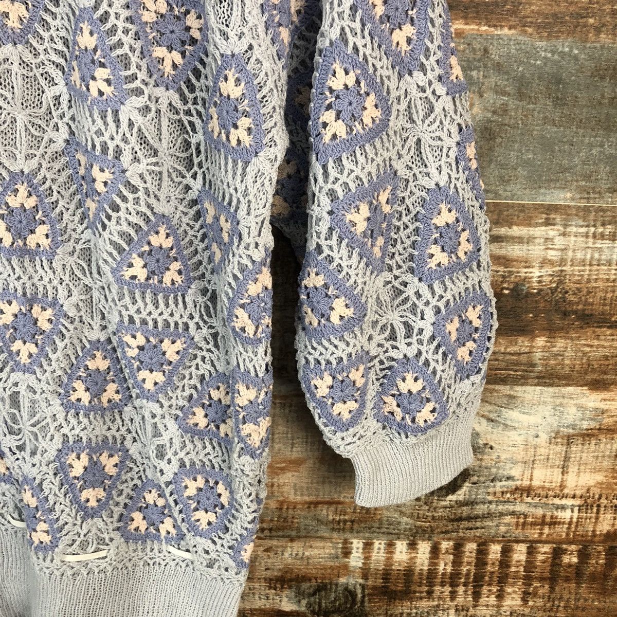 Homespun Knitwear × Japanese Brand Royal Ciny crochet meshnet vintage Blue Knitwear #A1374 Size M / US 6-8 / IT 42-44 - 8 Thumbnail