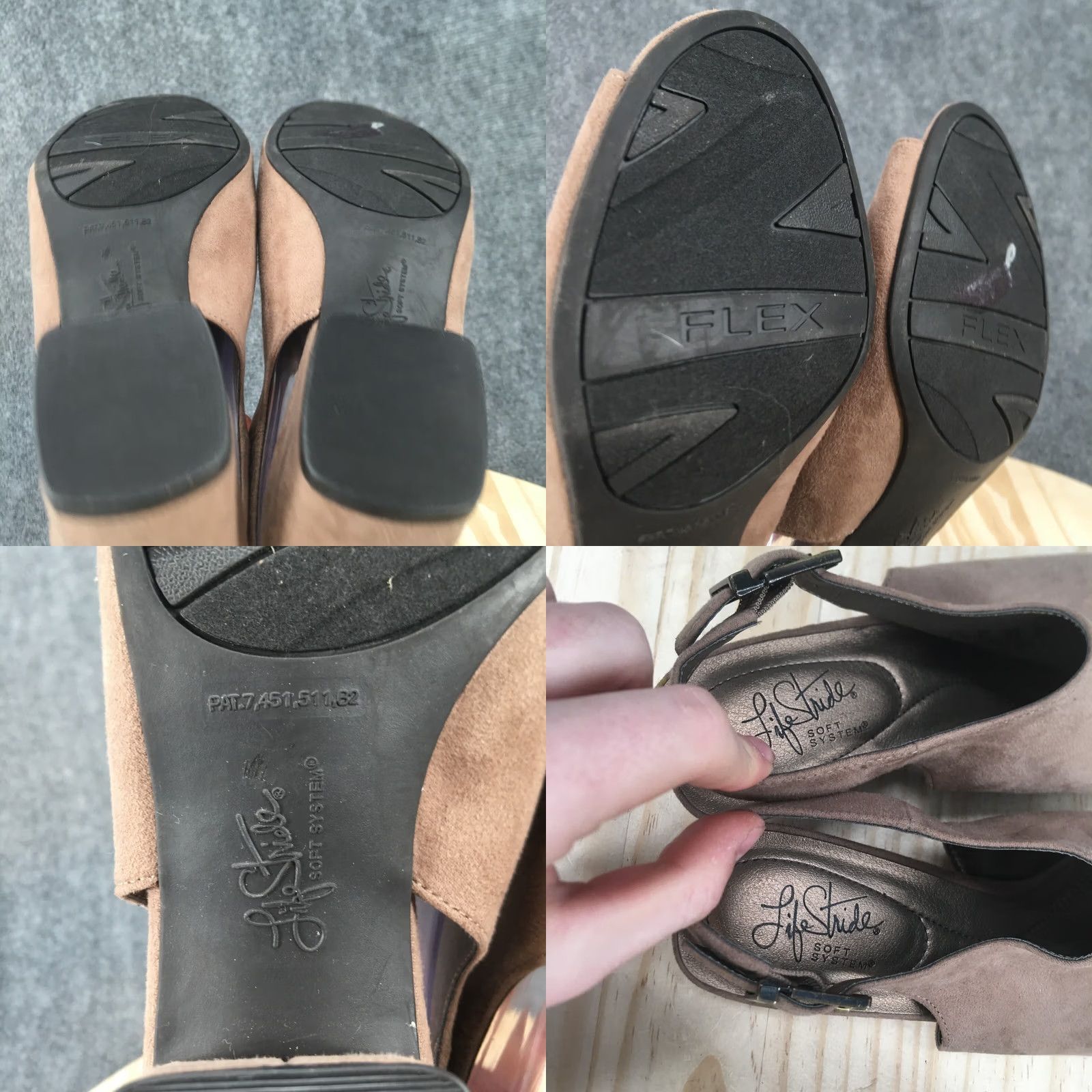 Vintage LifeStride Sandals Women Relay Slingback Brown Fabric Peep Toe Block Heels 8.5M Size US 9 / IT 39 - 9 Thumbnail