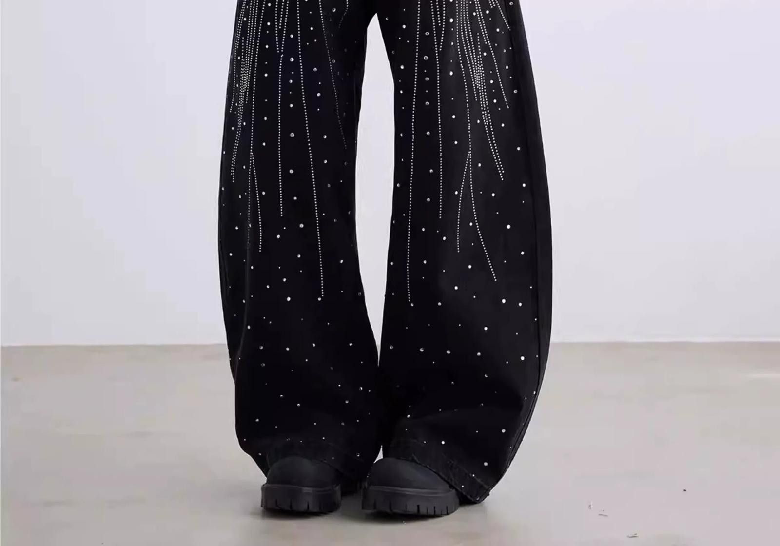 Japanese Brand Rhinestone Embellished Jeans with Cascade Pattern Size US 32 / EU 48 - 8 Thumbnail