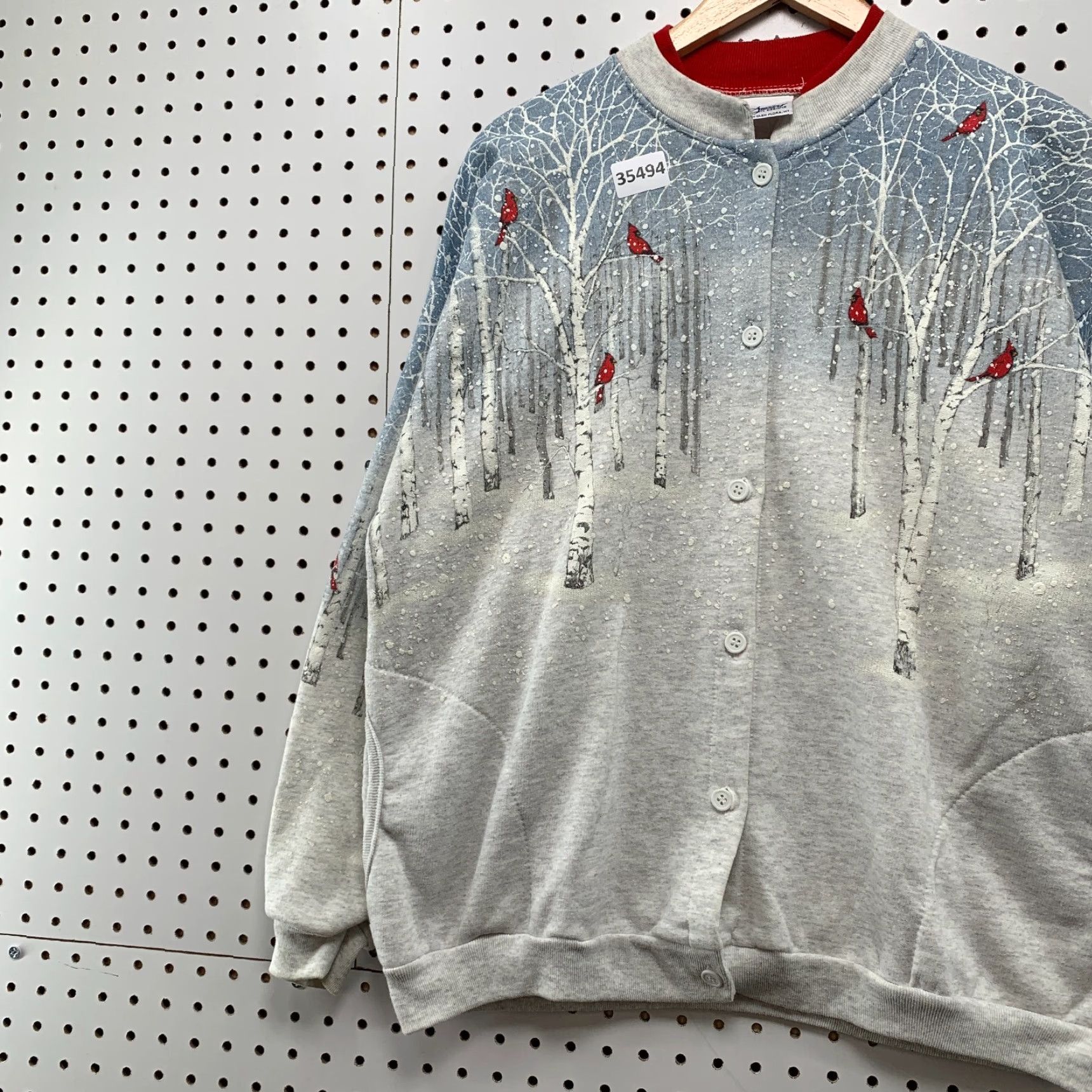 Vintage VINTAGE Artisans Cardigan Sweatshirt Womens Large Cardinal Winter Snow AOP Bird 22.5x26 Size L / US 10 / IT 46 - 3 Thumbnail