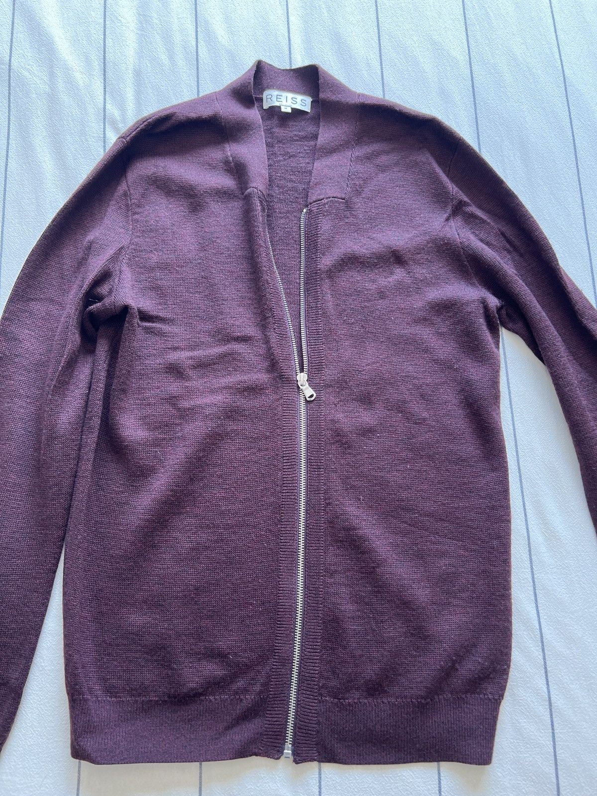 Reiss Reiss Burgundy Zip-up Bomber Cardigan Size US M / EU 48-50 / 2 - 1 Thumbnail