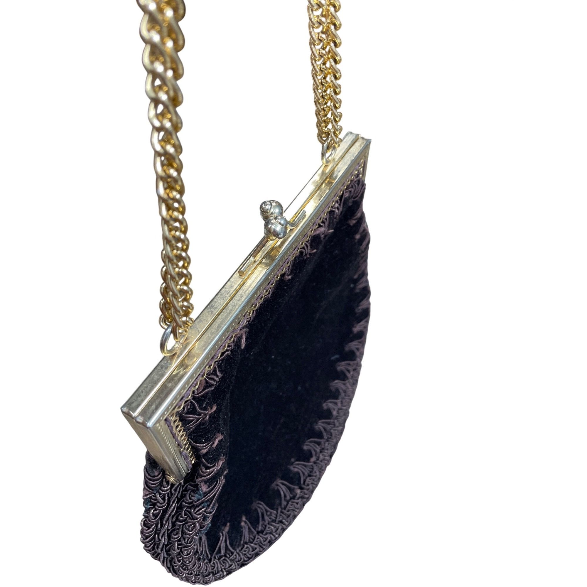 Handmade Italian handmade womans brown fabric gold ware kisslock hand Size ONE SIZE - 9 Thumbnail