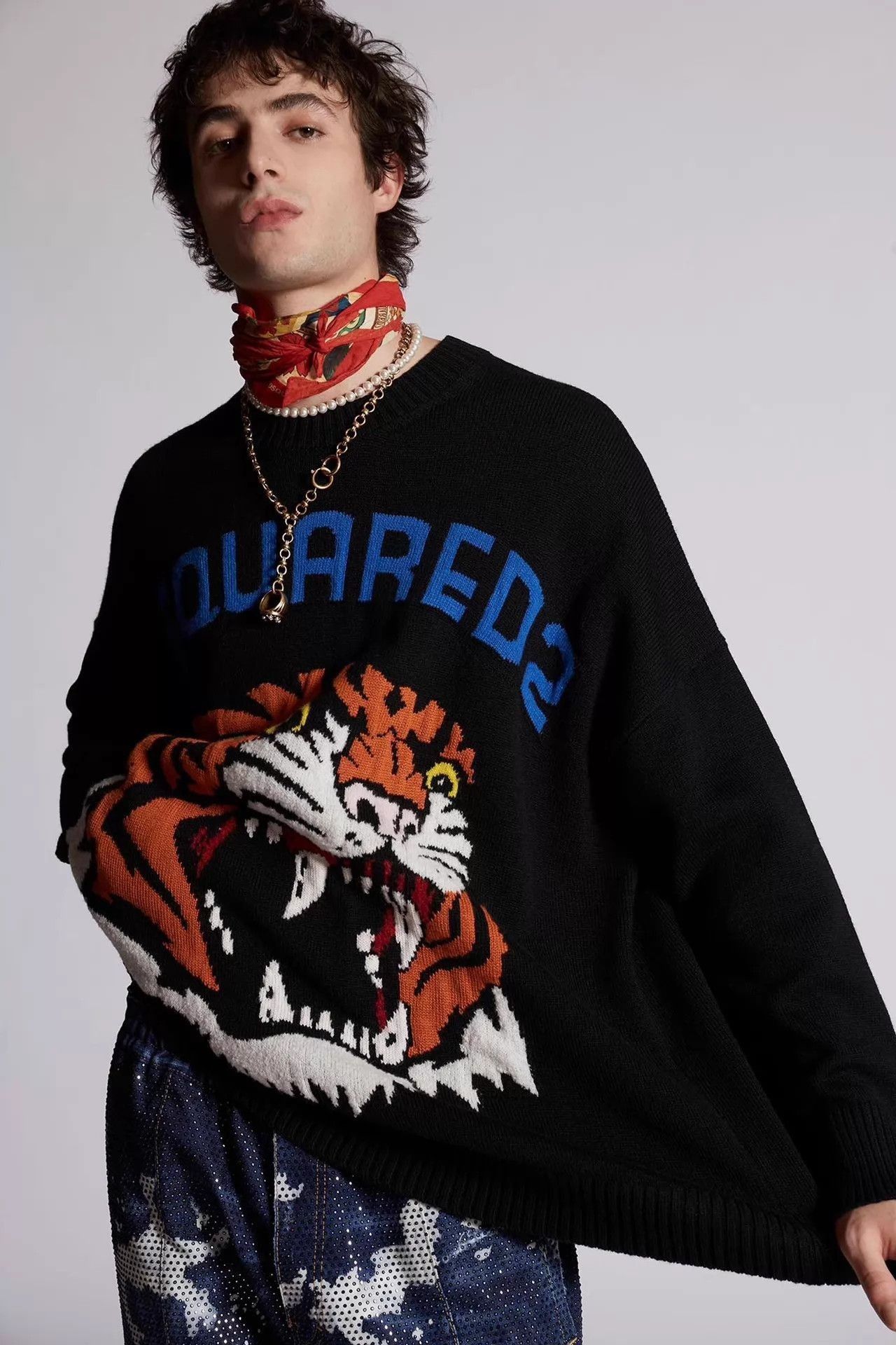 Dsquared2 Black Graphic Knit Sweater Size US XXS / EU 40 - 2 Thumbnail