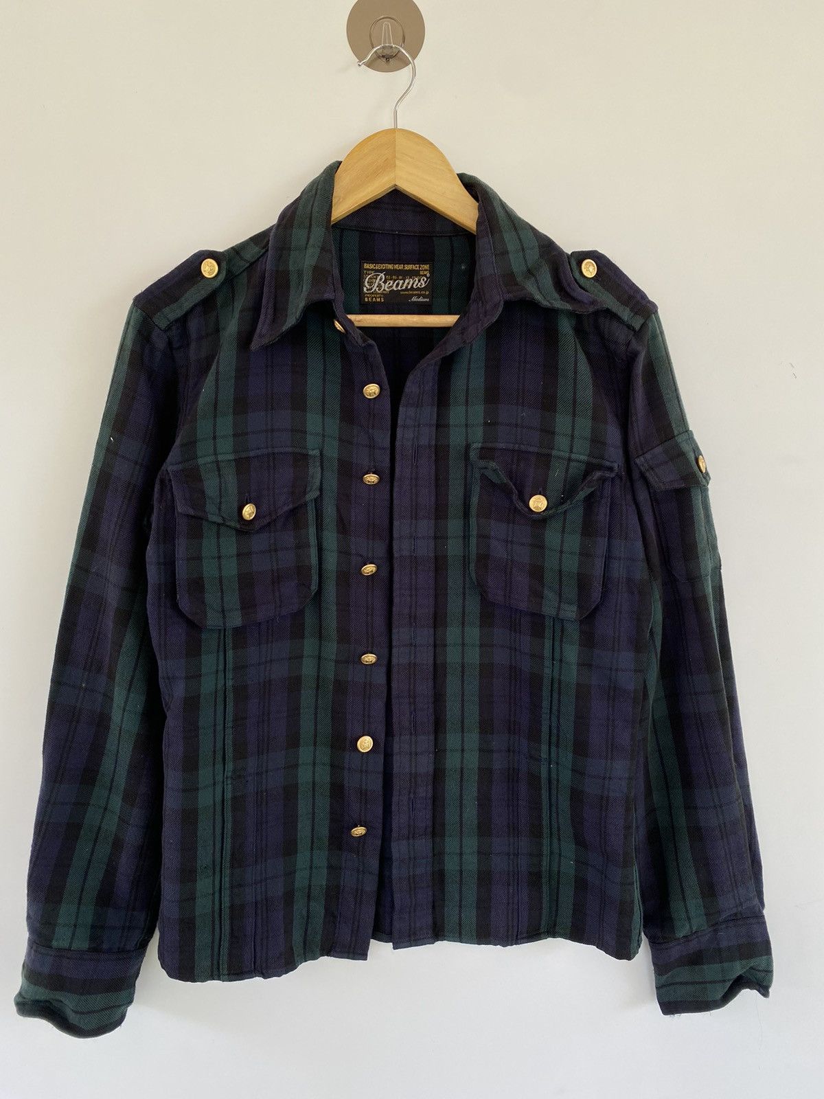 Beams Plus × Flannel ✅️Vintage Beams Flannel Wool Cotton Green Size US M / EU 48-50 / 2 - 1 Thumbnail