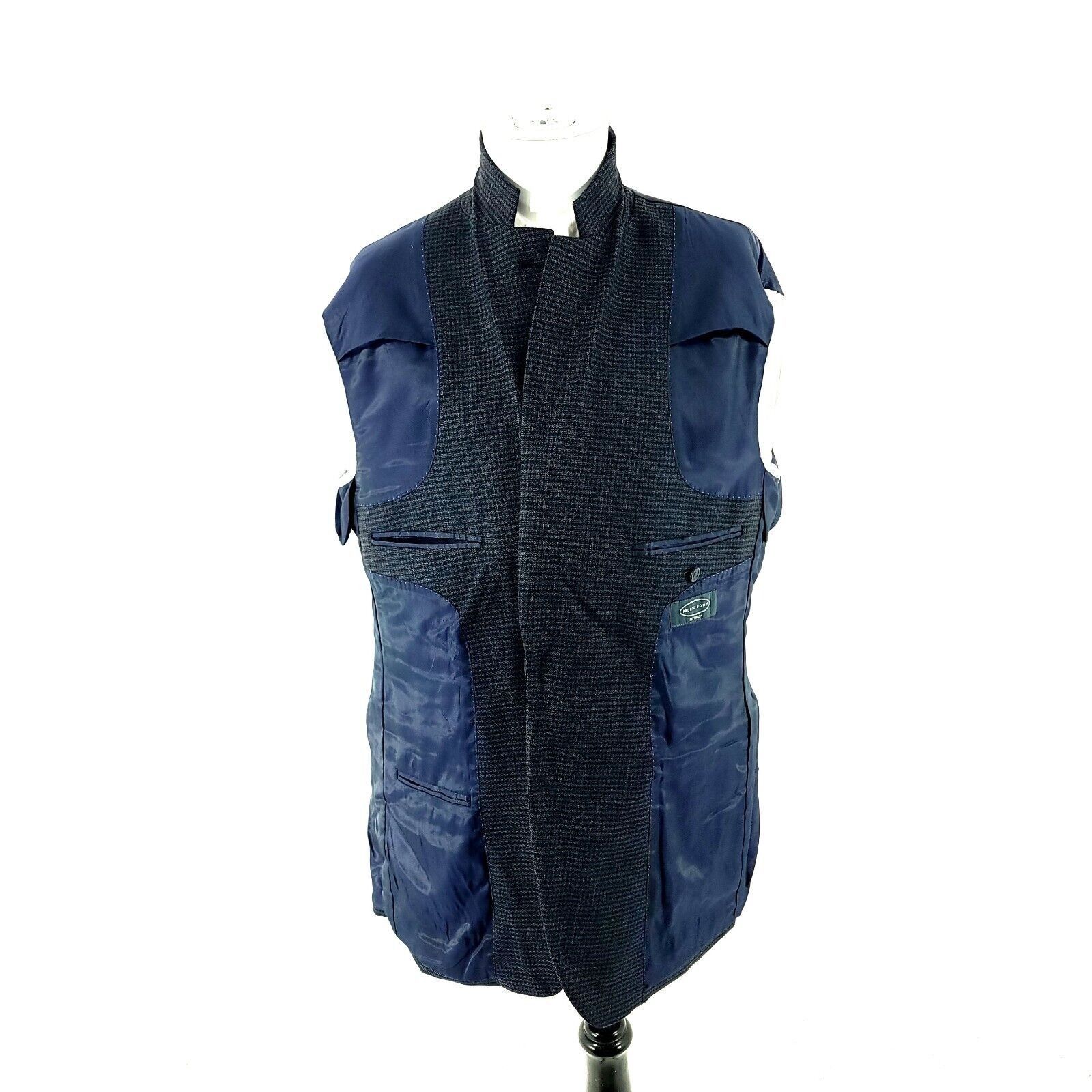 Pronto Uomo Pronto Uomo Platinum Wool 2 Button Sport Coat 42R Blue Check Size 42R - 10 Thumbnail