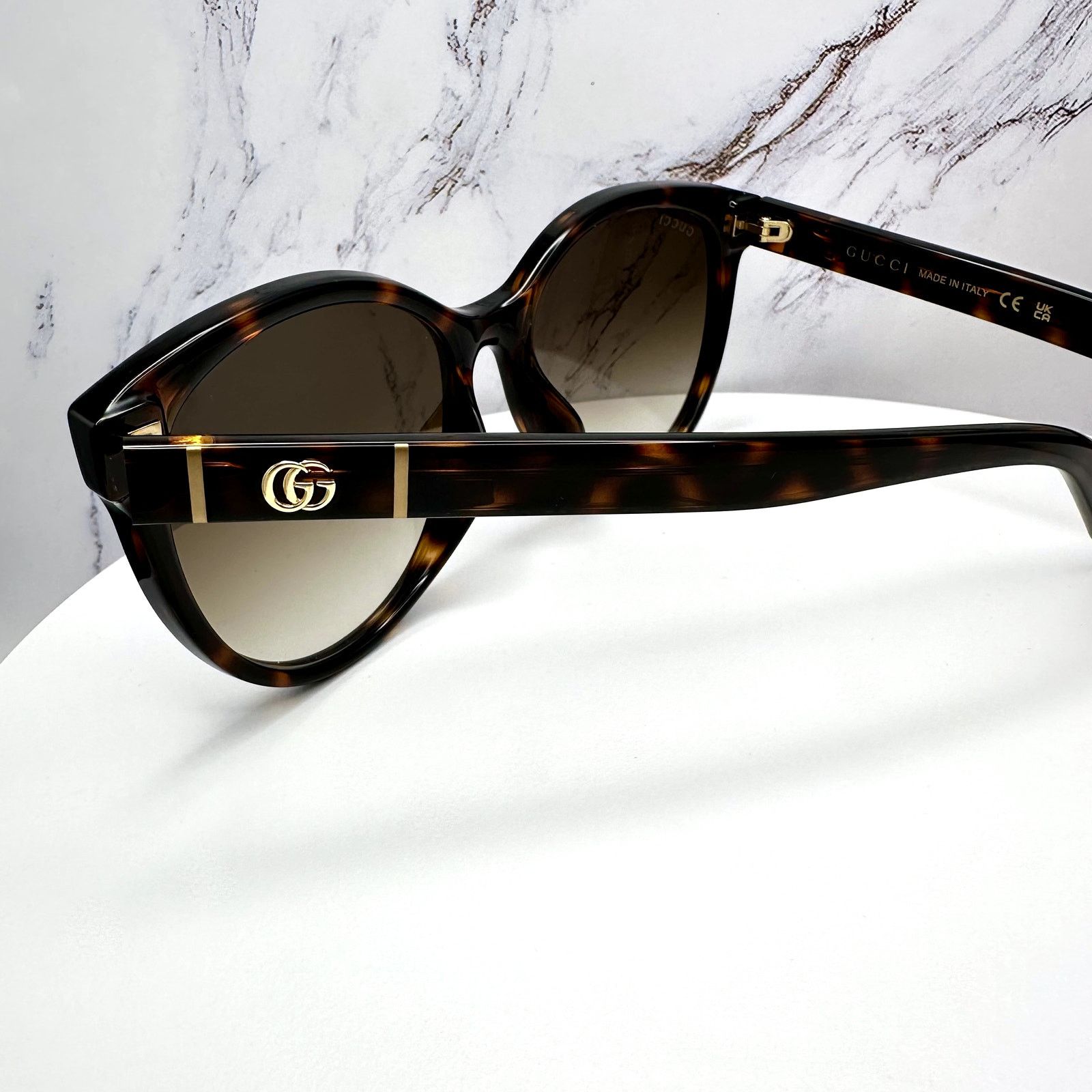 Gucci New GUCCI Sunglasses 56mm Brown Tortoise Round Gold Metal Size ONE SIZE - 13 Thumbnail