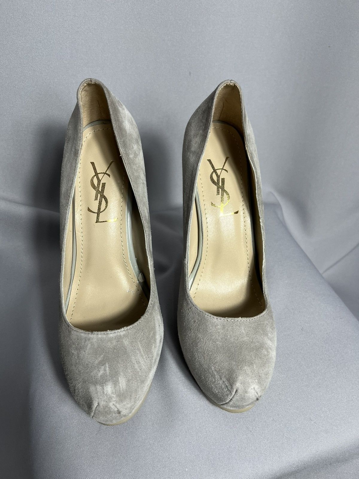 Yves Saint Laurent Yves Saint Laurent Tribute Tribtoo grey Suede Platform YSL Size US 7 / IT 37 - 3 Thumbnail