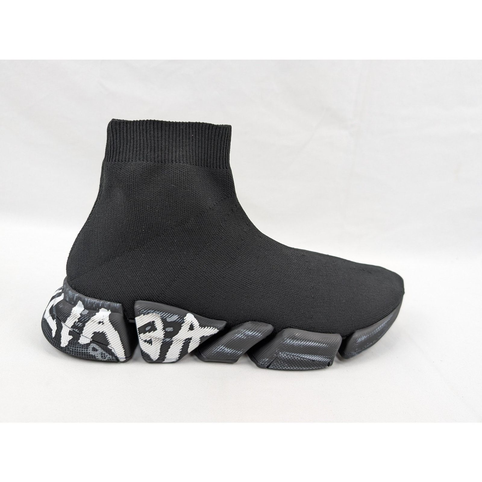 Balenciaga o1rshd1 Speed 2.0 Graffiti Sneakers in Black/White Size US 13 / EU 46 - 1 Thumbnail