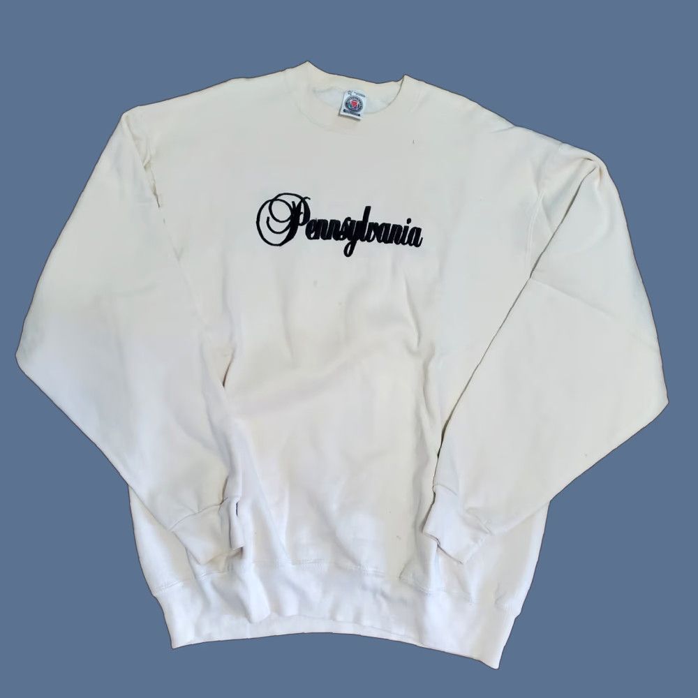 Vintage VINTAGE Pennsylvania Sweatshirt Male XL 80s MunsingWear USA Logo Graphic Print Crew Neck Beige Fleece Pullover Sweatshirt Size US XL / EU 56 / 4 - 1 Thumbnail