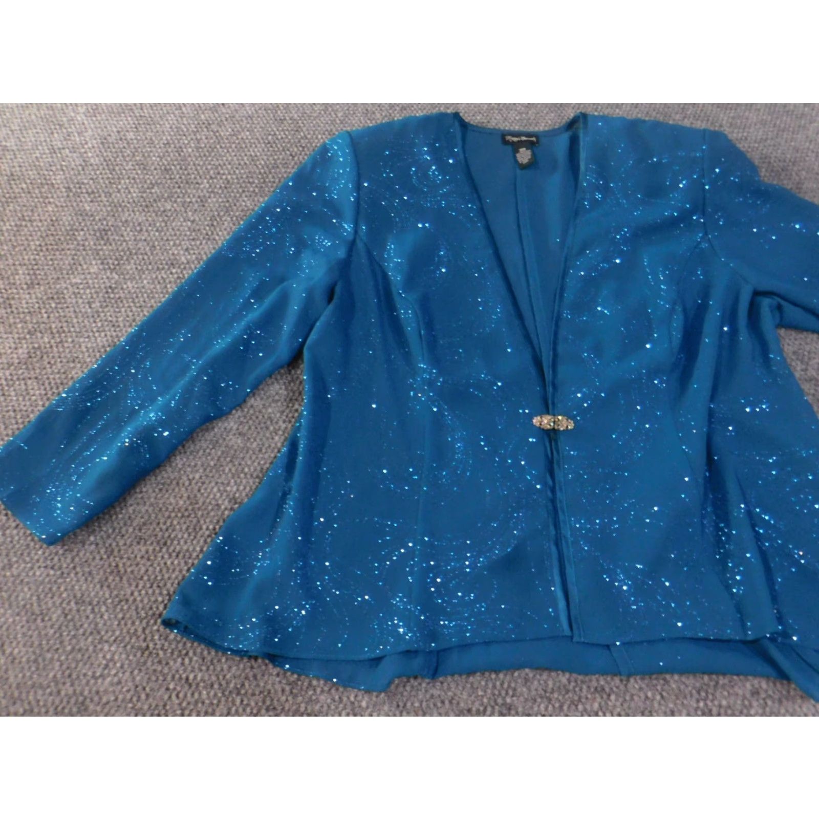 Vintage Maggie Barnes Jacket Womens 18W Blue Lined Regular Polyester Rayon Long Sleeve Fall Winter Stylish Basic Jacket Bodice? Size XXL / US 16-18 / IT 52-54 - 4 Thumbnail