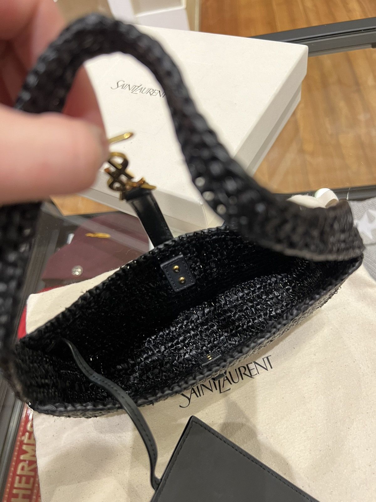 Saint Laurent Paris Saint Laurent YSL Le 5 à 7 Mini Raffia Shoulder Bag Size ONE SIZE - 7 Thumbnail