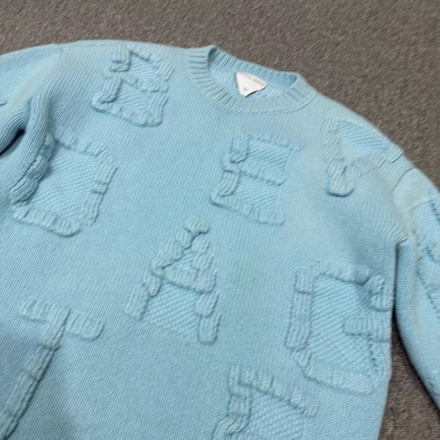 Bottega Veneta BV light blue heavily embossed letter knit sweater XS Size XS / US 0-2 / IT 36-38 - 3 Thumbnail