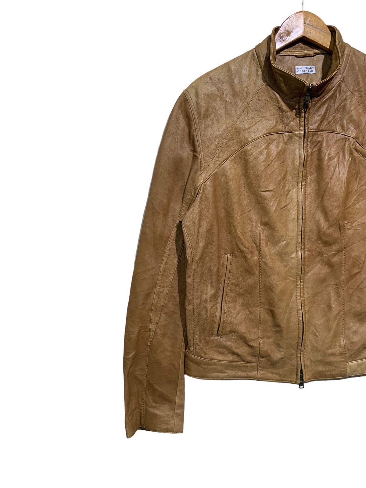 Brunello Cucinelli 🔥BRUNELLO CUCINELLI VERA PELLE LEATHER BIKERS JACKETS Size US M / EU 48-50 / 2 - 2 Thumbnail