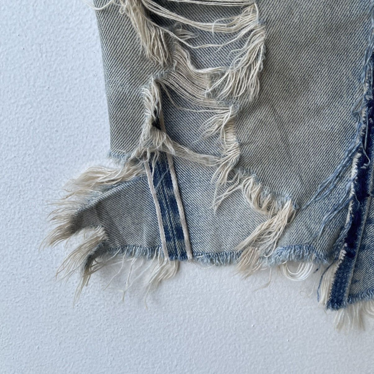 Levi's Thrashed 70s Levi’s 501 REDLINE Selvedge Reworked DenimSkirt Size 29" - 8 Thumbnail